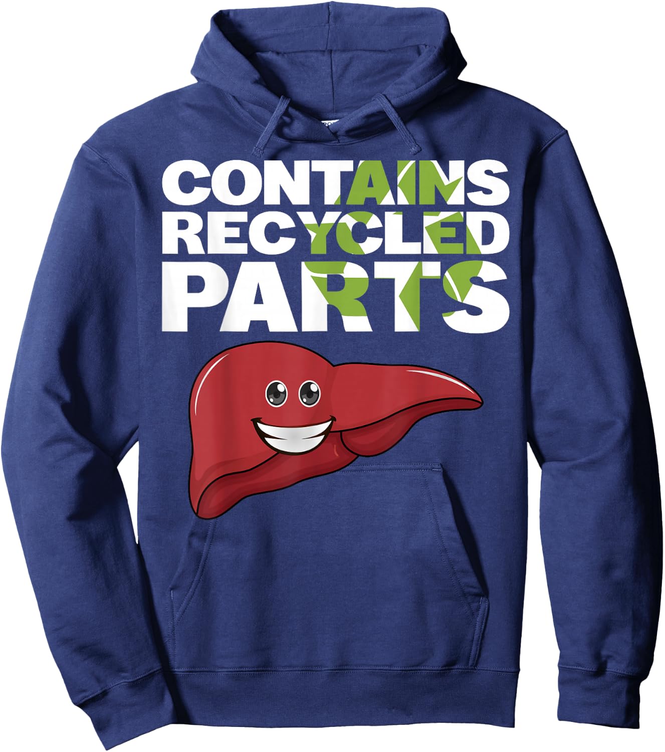 Contains Recycled Parts Liver Transplant Survivor designs Hoodie - Hoodie | Navy