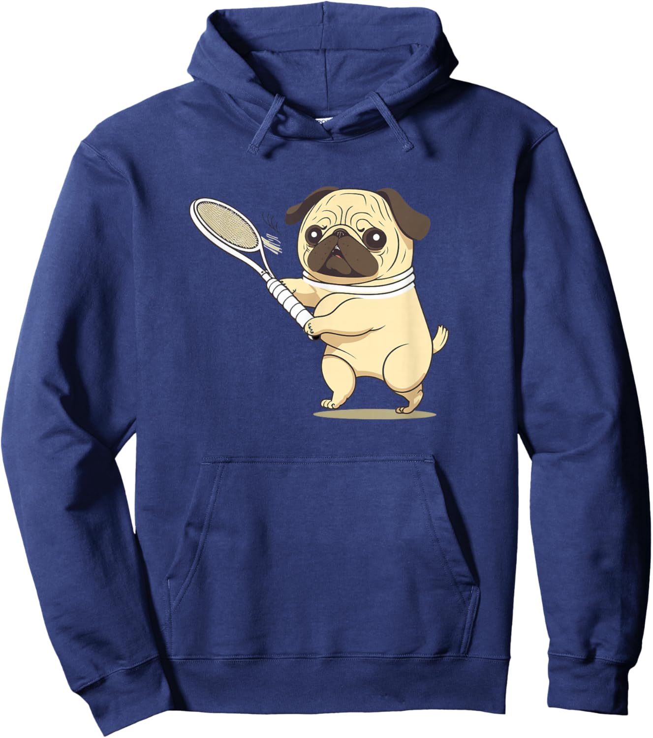 Pug Dog Playing Tennis Hoodie - Hoodie | Navy