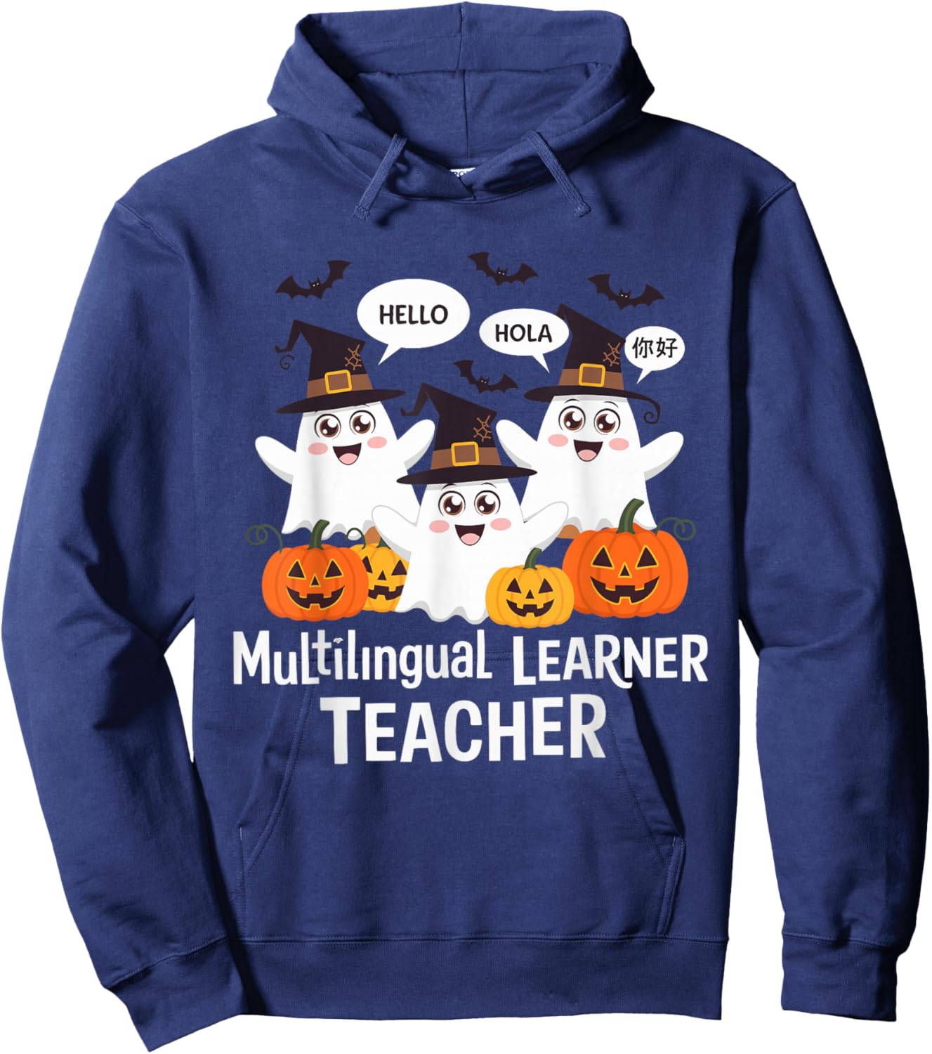 Multilingual Learner Teacher Spooky Halloween ESL Teacher Hoodie - Hoodie | Navy