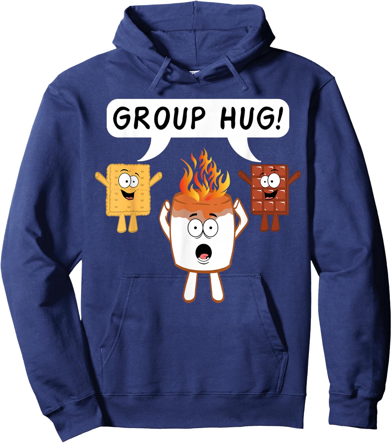 Group Hug S'mores Camping Bonefire Chocolate Marshmallow Hoodie - Hoodie | Navy