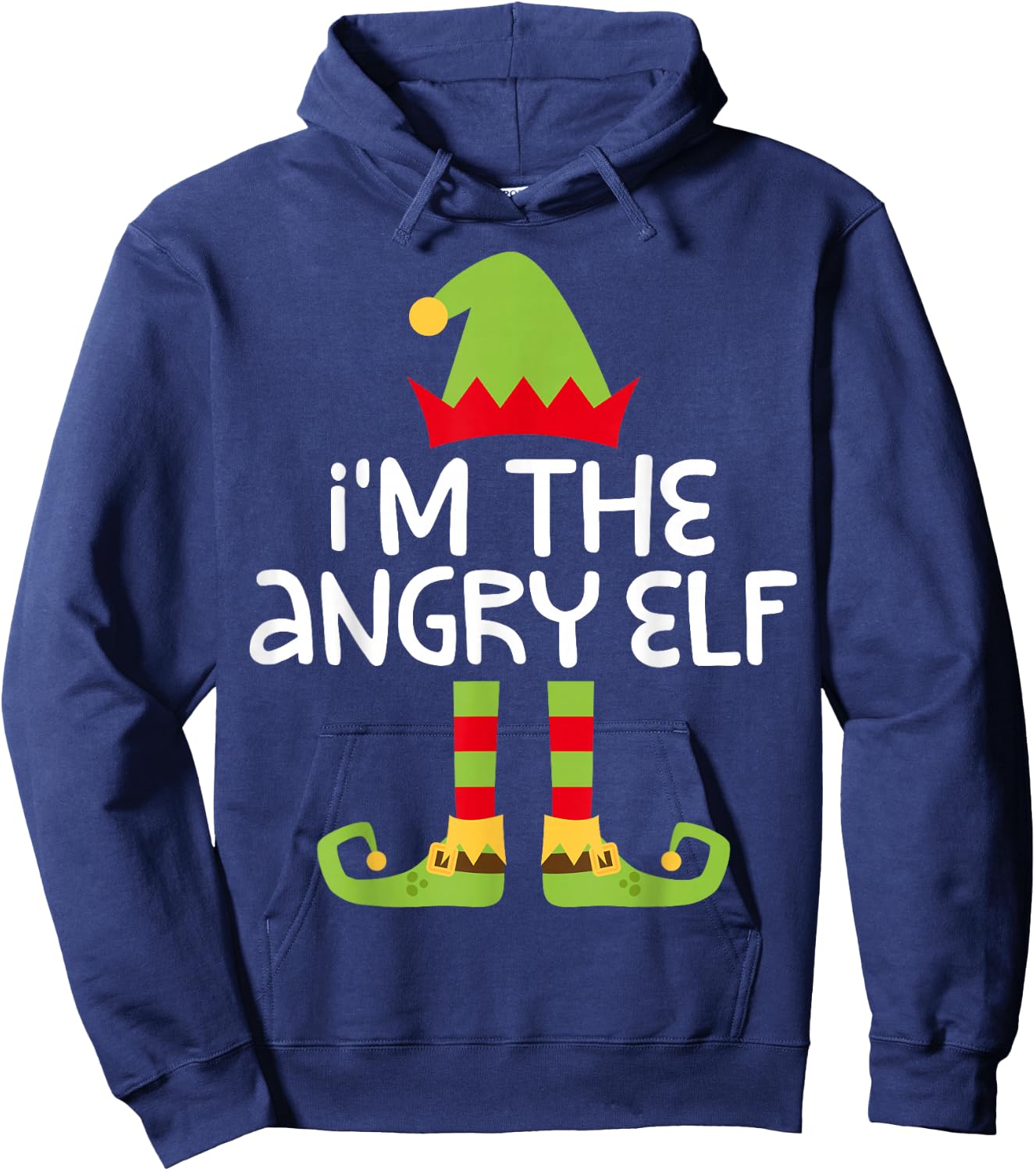 I'm The Angry Elf Shirt Adult Kids Matching Christmas Elf Hoodie - Hoodie | Navy