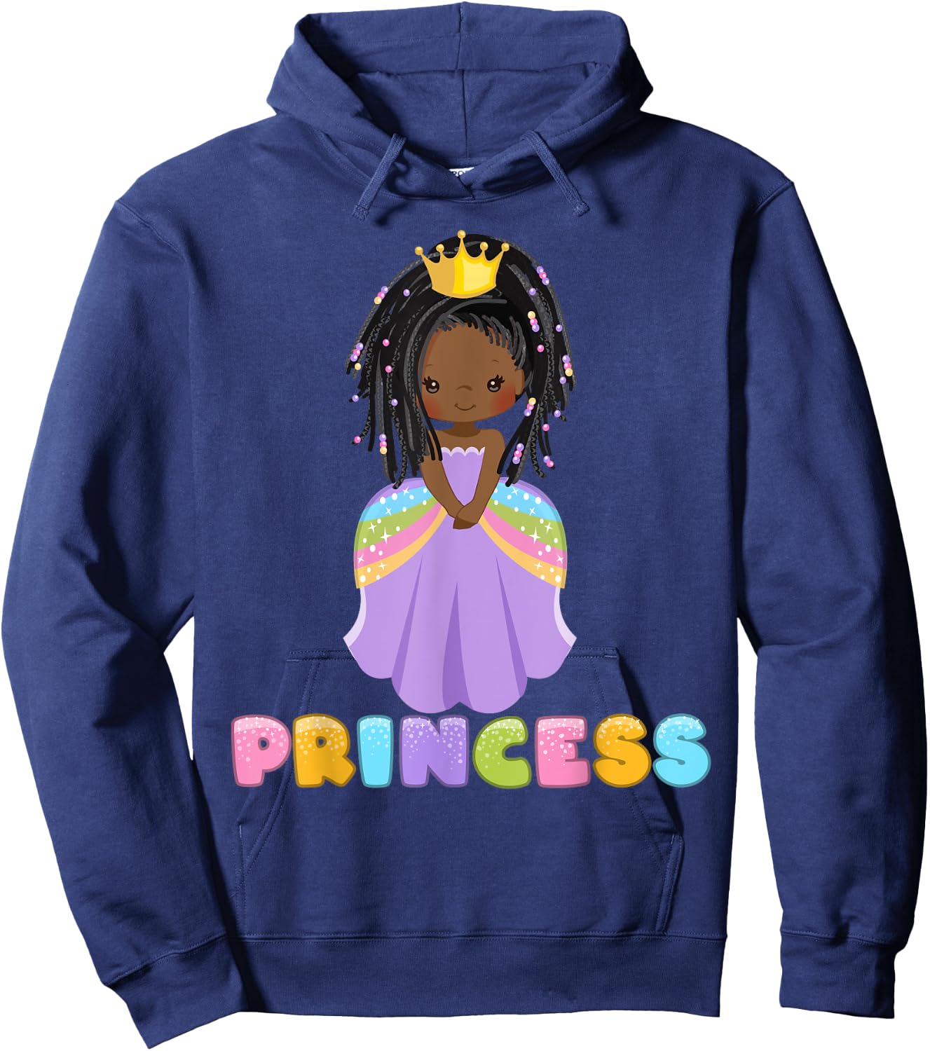 African American Girl Princess Black Cute Princess Toddler Hoodie - Hoodie | Navy