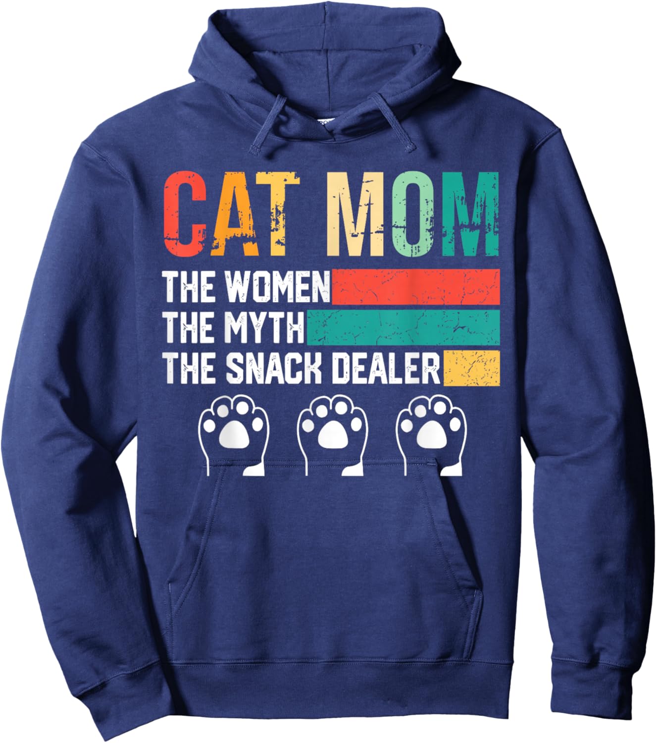 Vintage Cat Mom The Women The Myth Snack Dealer Mother's Day Hoodie - Hoodie | Navy