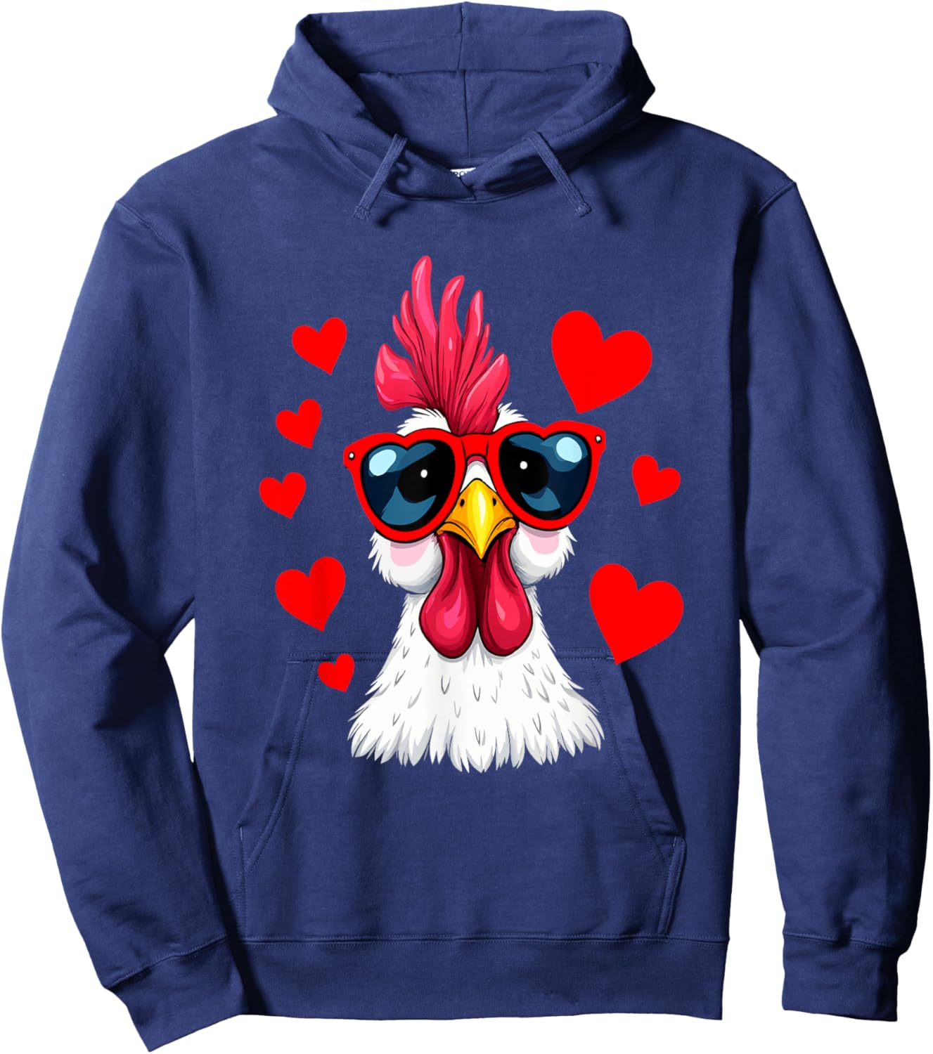 Funny Chicken Valentines Day Heart Chicken Couple Hoodie - Hoodie | Navy