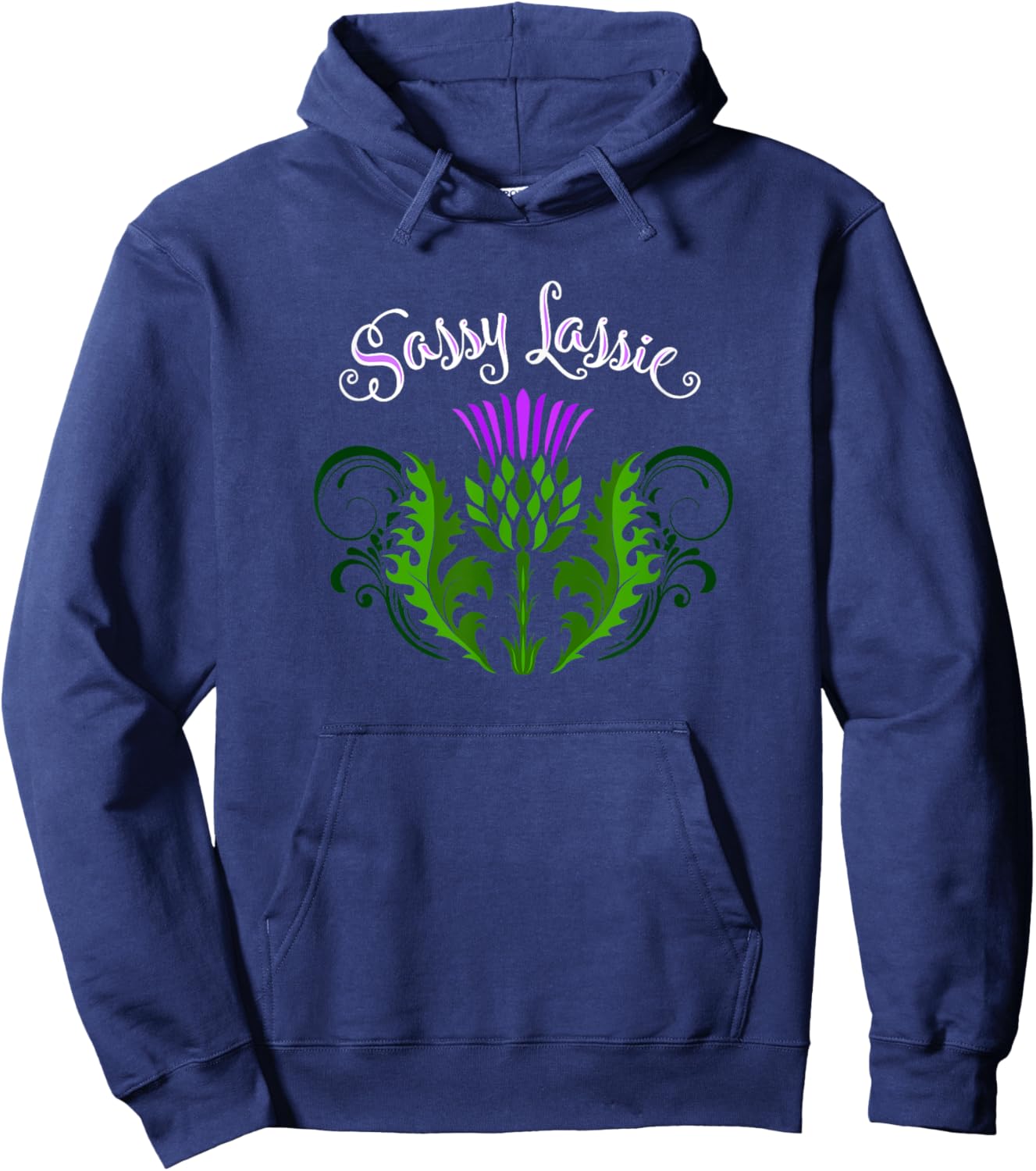 Funny Scotland Sassy Lassie Thistle Flower Celtic Heritage Hoodie - Hoodie | Navy