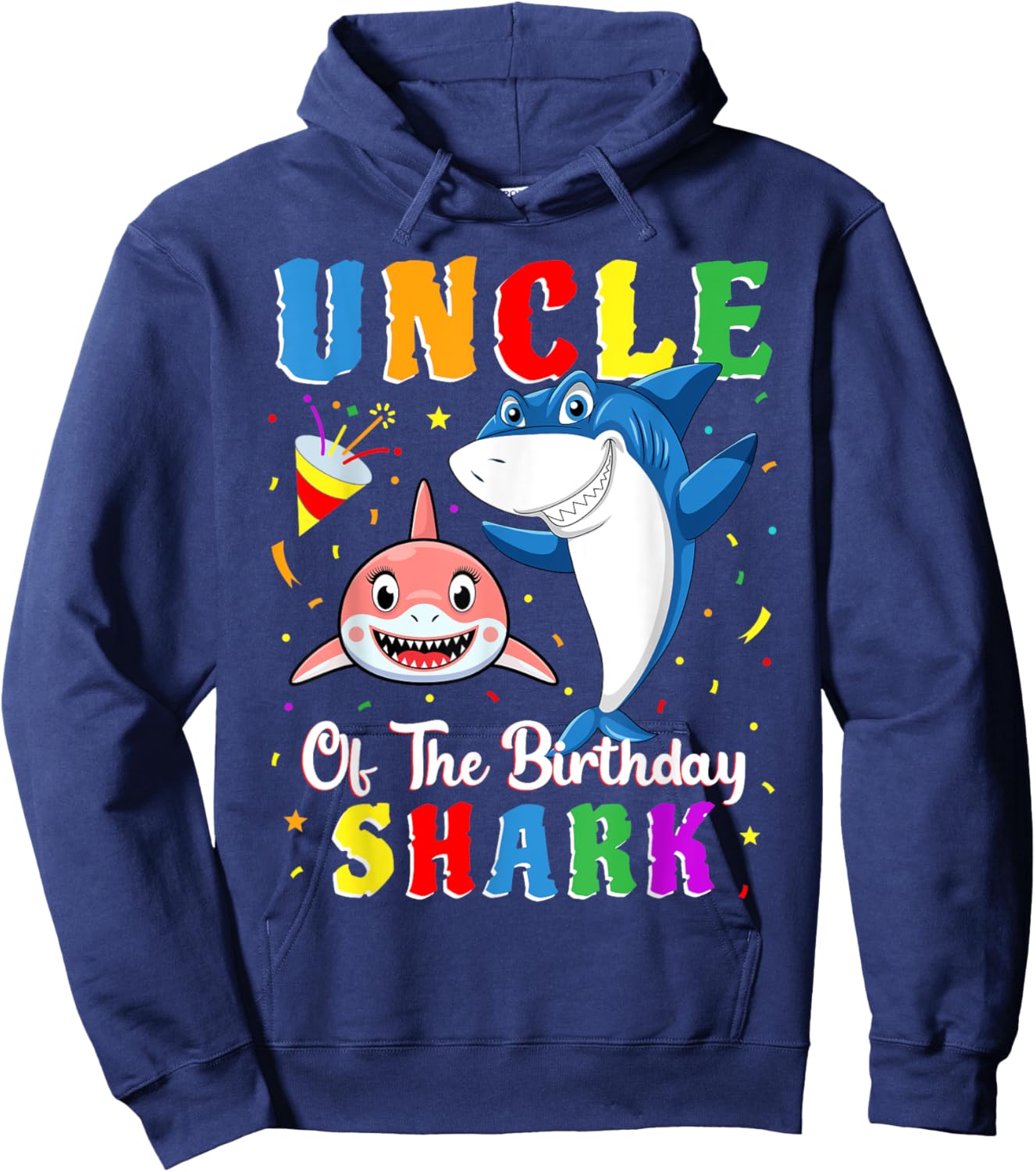 Uncle Of The Shark Birthday Family Matching Birthday Niece Hoodie - Hoodie | Navy