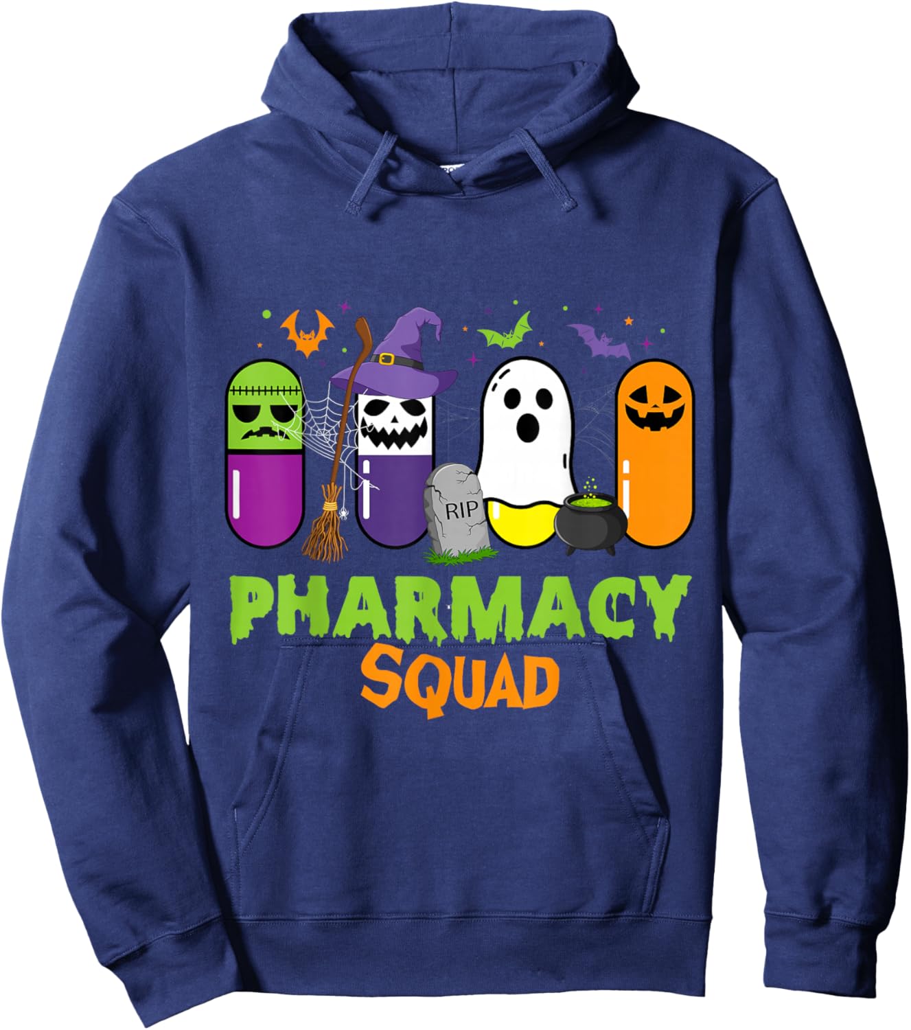 Funny Halloween Pills Pharmacy Squad Costume Pharmacist Tech Hoodie - Hoodie | Navy