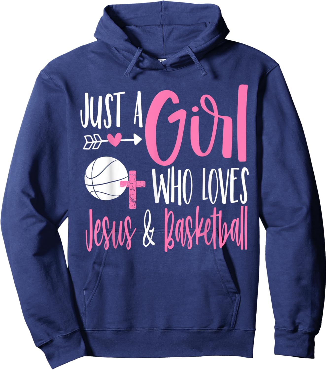Just a Girl Who Loves Jesus and Basketball Christian Women Hoodie - Hoodie | Navy