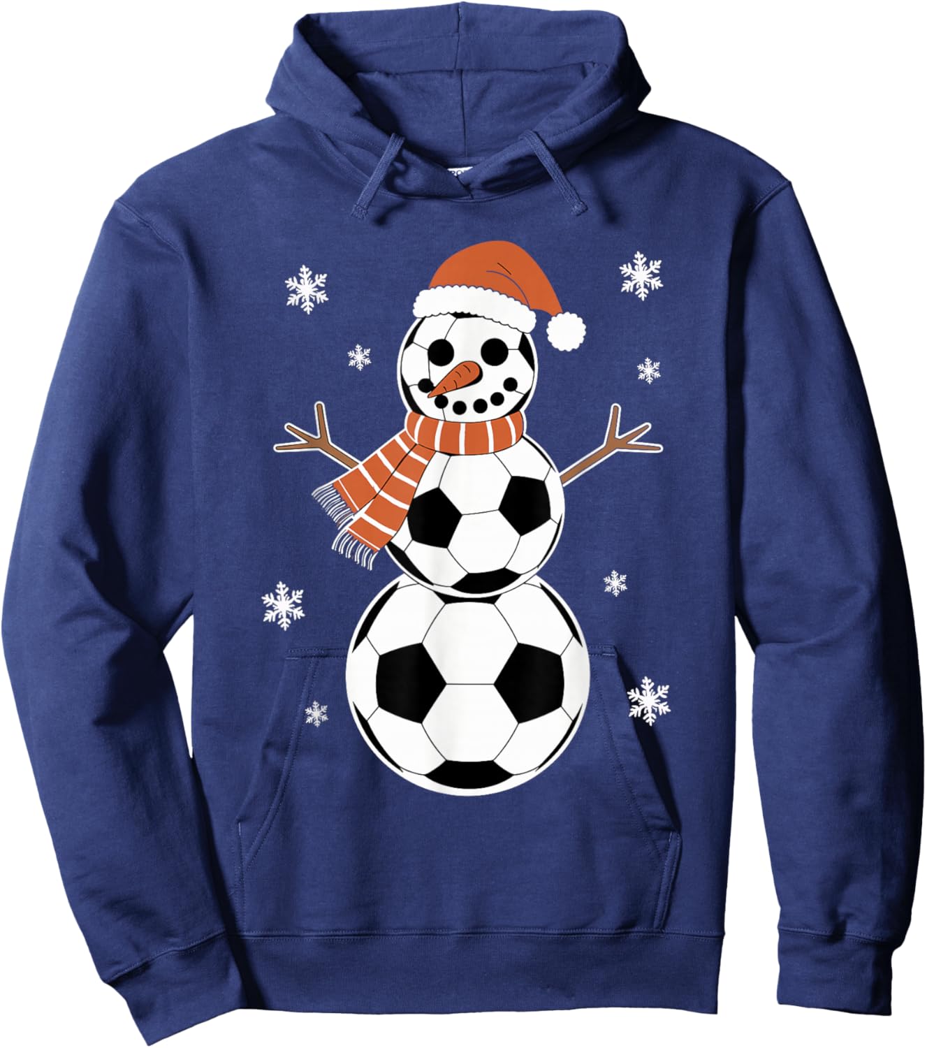 Funny Christmas Soccer Balls As Snowman Men Boys Kids Hoodie - Hoodie | Navy