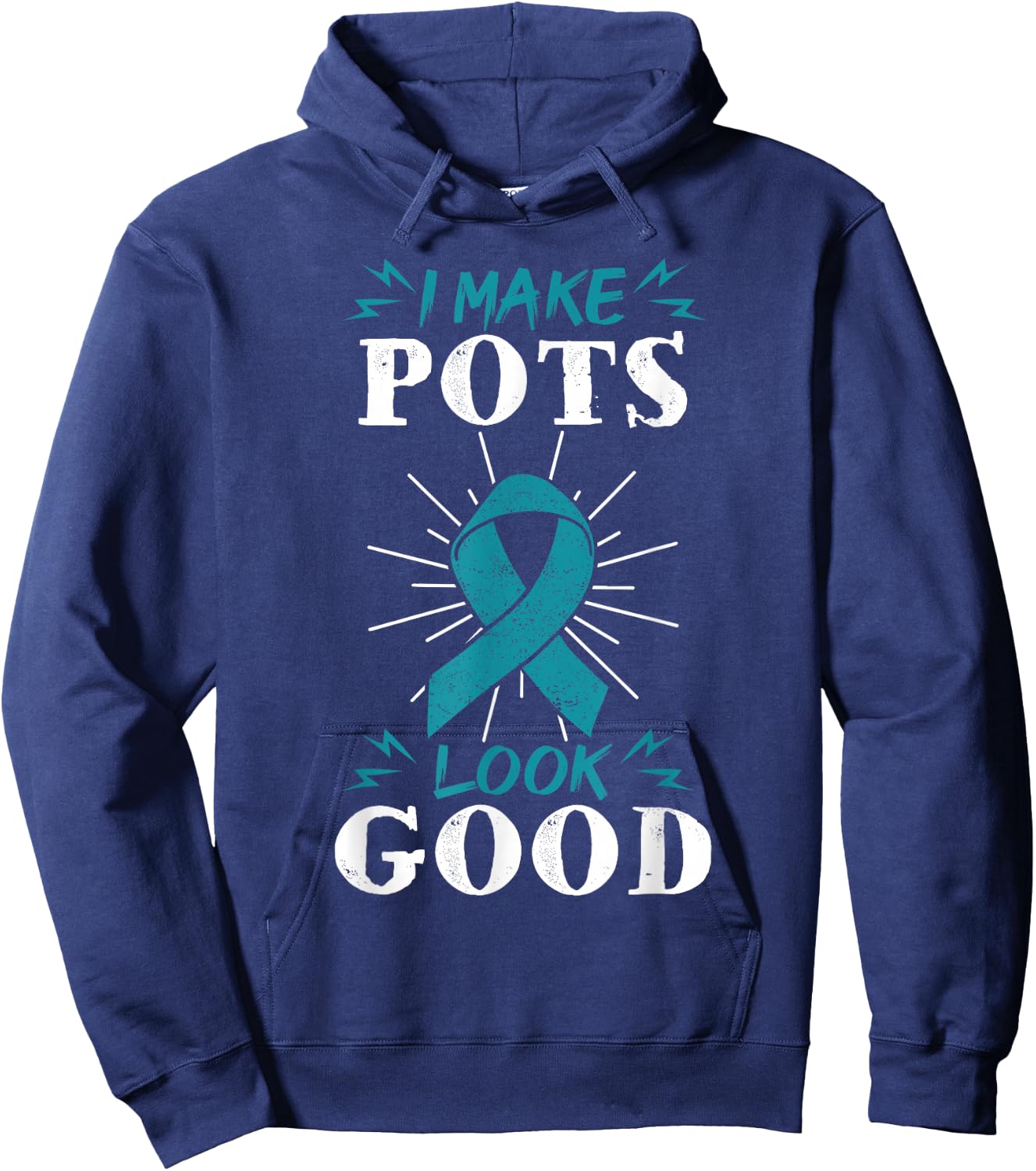 POTS Awareness Dysautonomia Cardiologists Turquoise Ribbon Hoodie - Hoodie | Navy