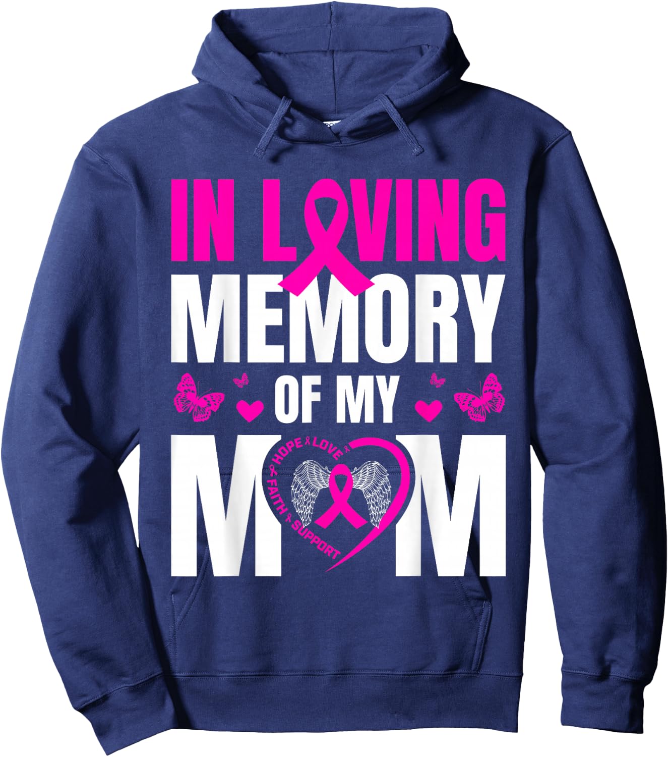 Cute Pink Gifts In Memory Of My Mom Breast Cancer Awareness Hoodie - Hoodie | Navy