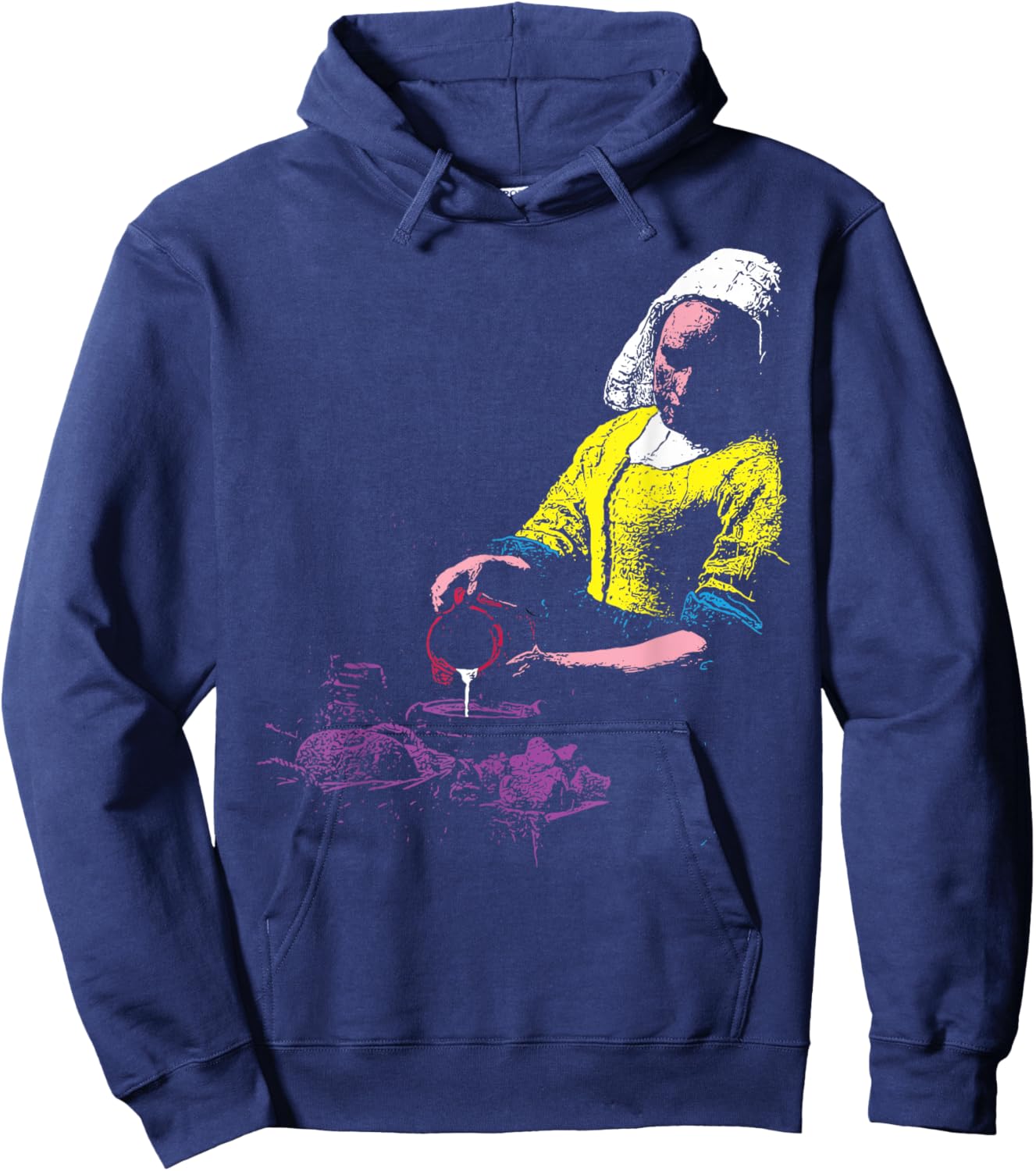 Vermeer The Milkmaid Pop Art 80s Pop Minimal Baroque Art Hoodie - Hoodie | Navy