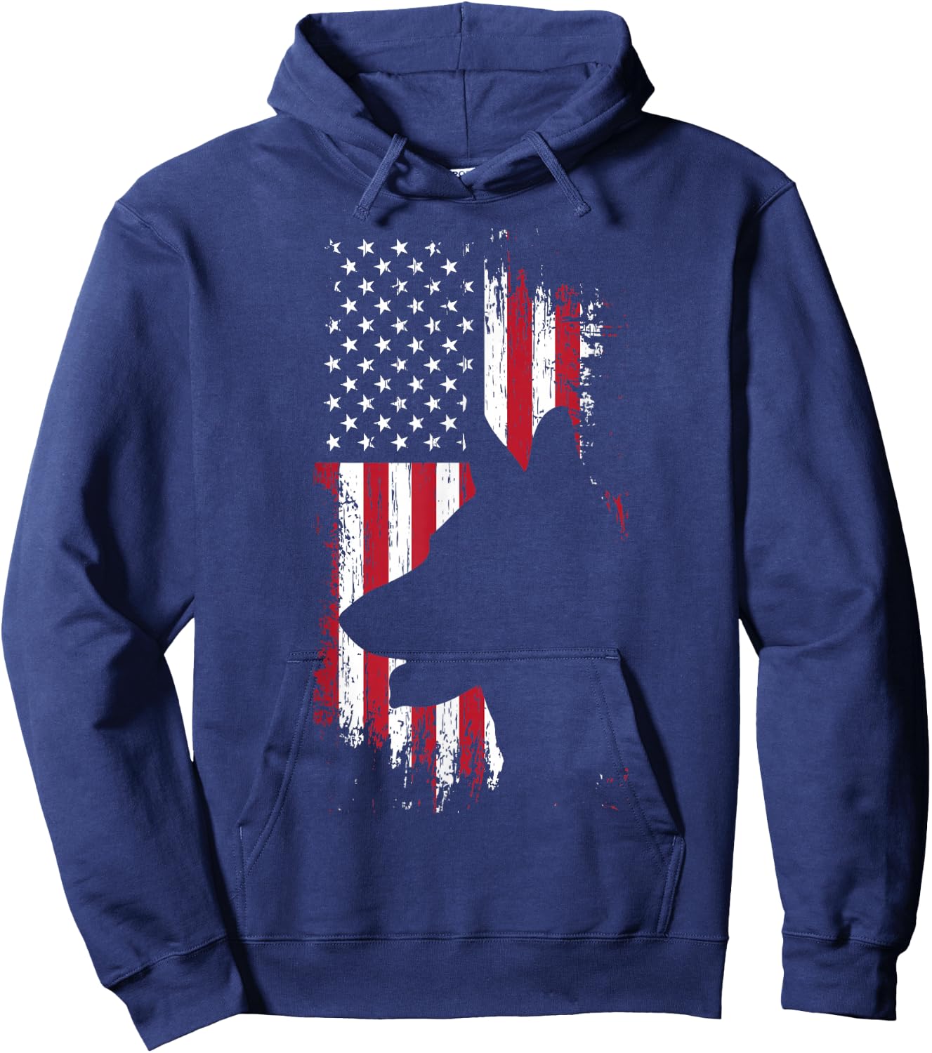 German Shepherd American Flag Shirt USA Patriotic Dog Gift Hoodie - Hoodie | Navy
