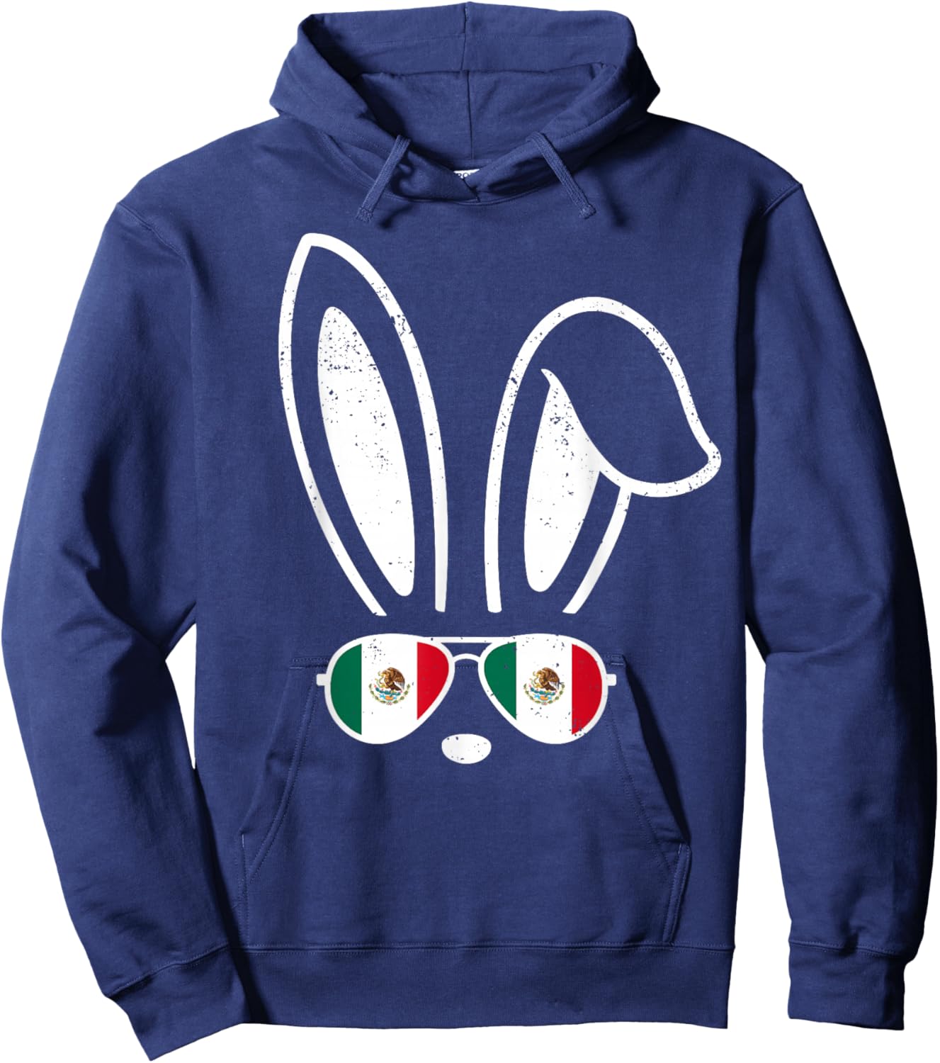 Bunny Ears Sunglasses Funny Easter Mexico Flag Mexican Hoodie - Hoodie | Navy