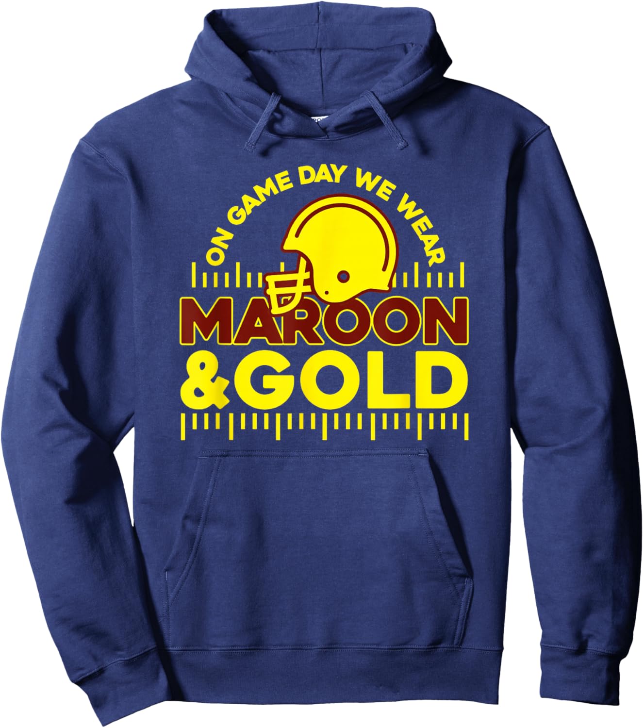 On Gameday Football We Wear Maroon and Gold Game Day Hoodie - Hoodie | Navy