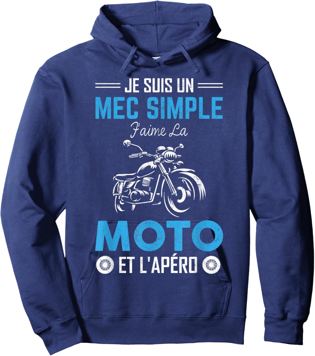 Je Suis Un Guy Simple J'aime La Moto & L'apéro Moto Bikers Hoodie - Hoodie | Navy