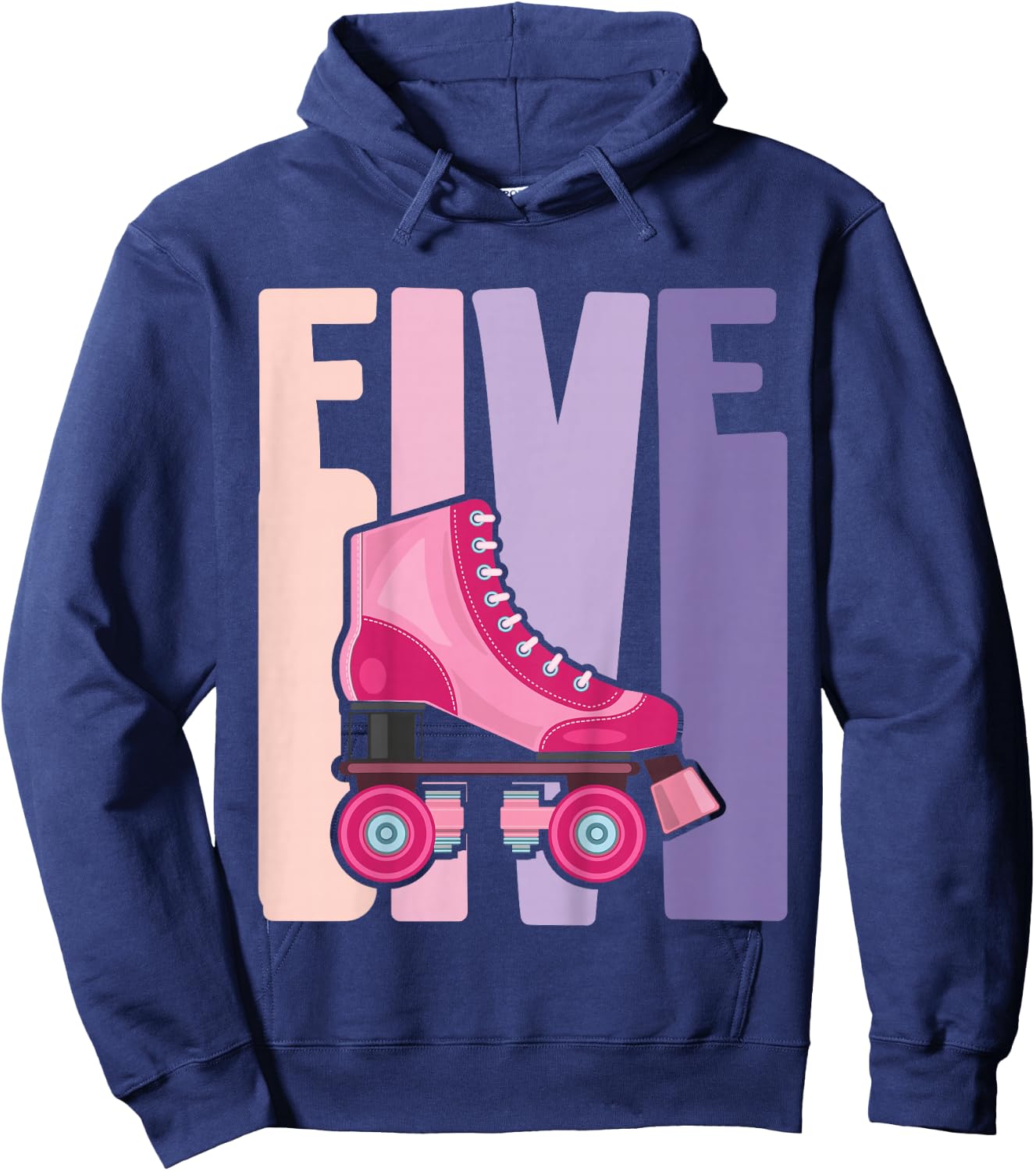 5 Year Old Cute Roller Skating Birthday Girl 5th B-day Hoodie - Hoodie | Navy