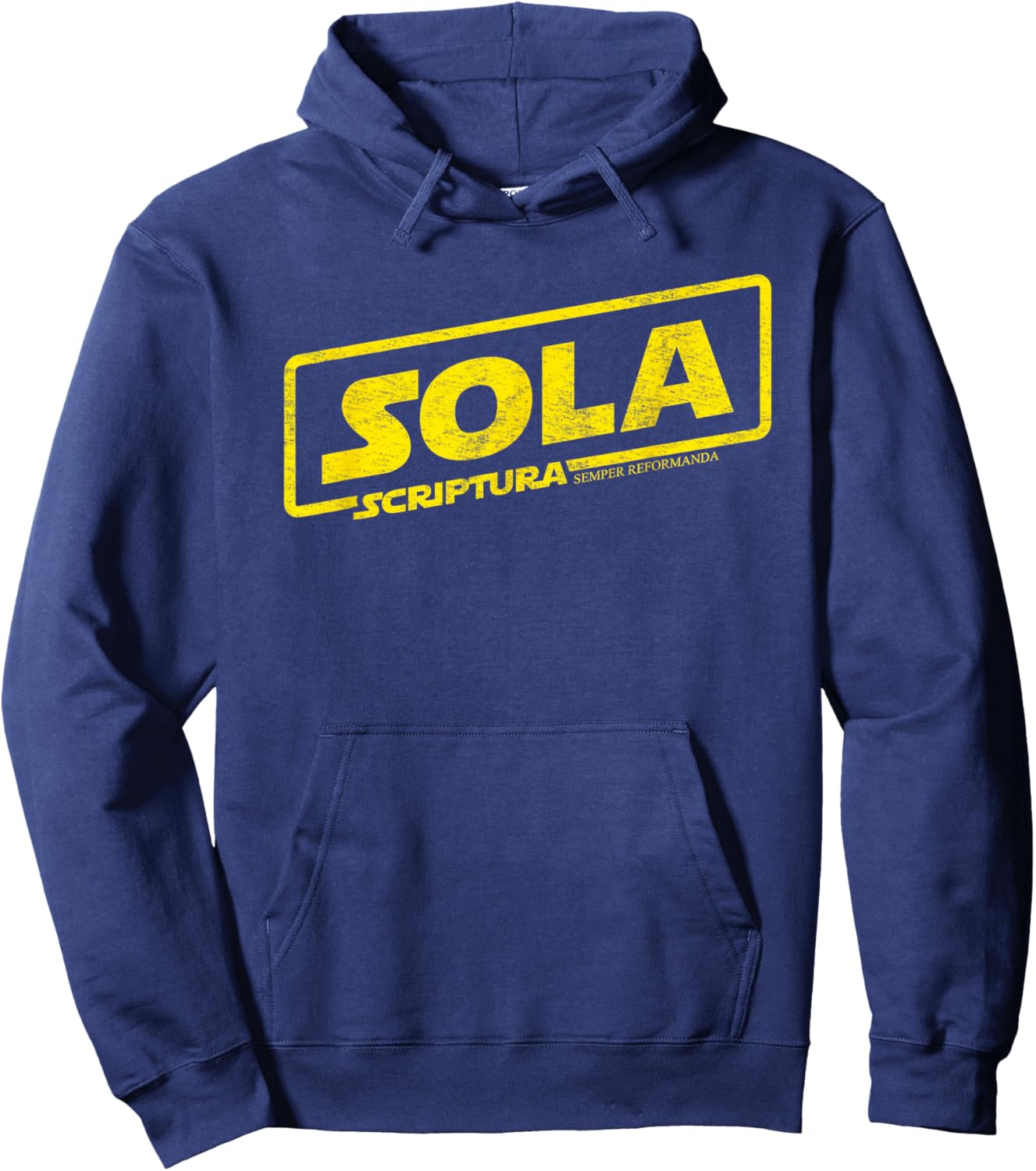 Reformation Sola Scriptura Theology Distressed Graphic Hoodie - Hoodie | Navy