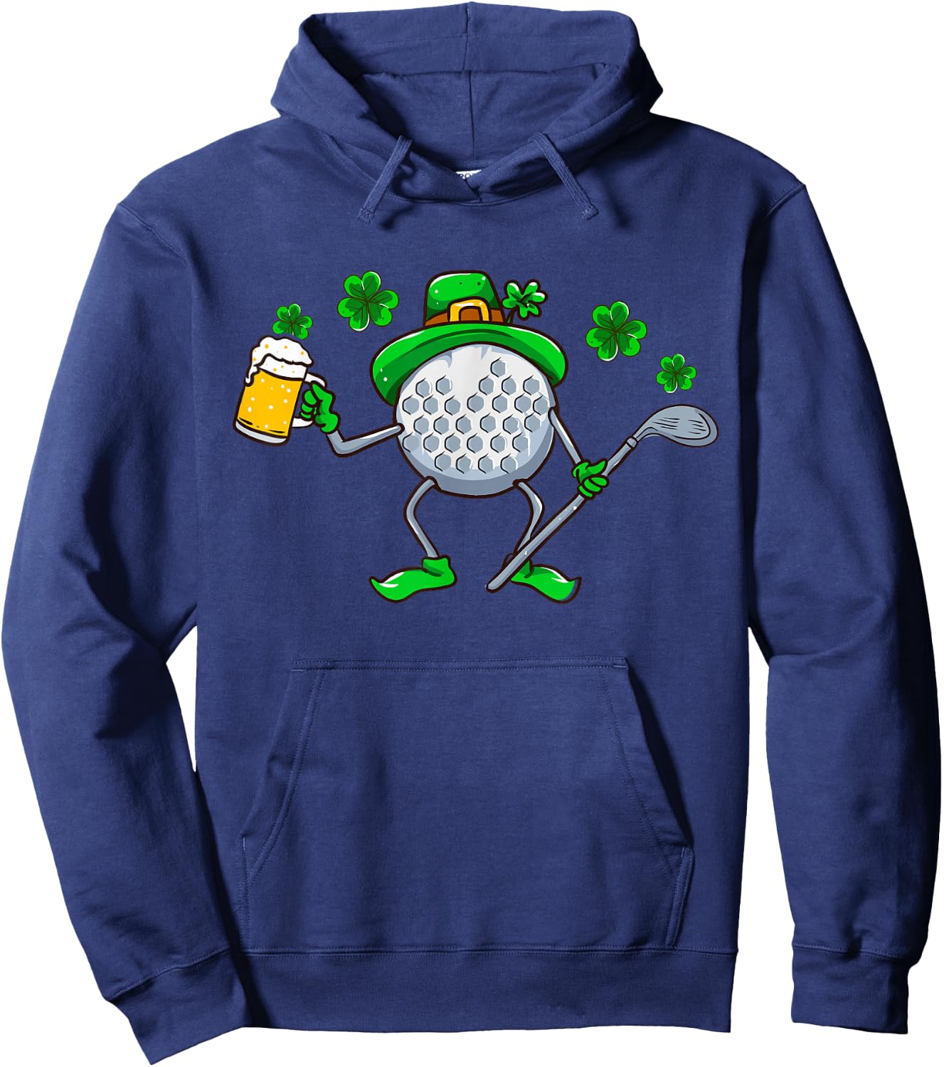 St Patricks Day Golf Golfing Irish Golfer Beer Humor Men Dad Hoodie - Hoodie | Navy