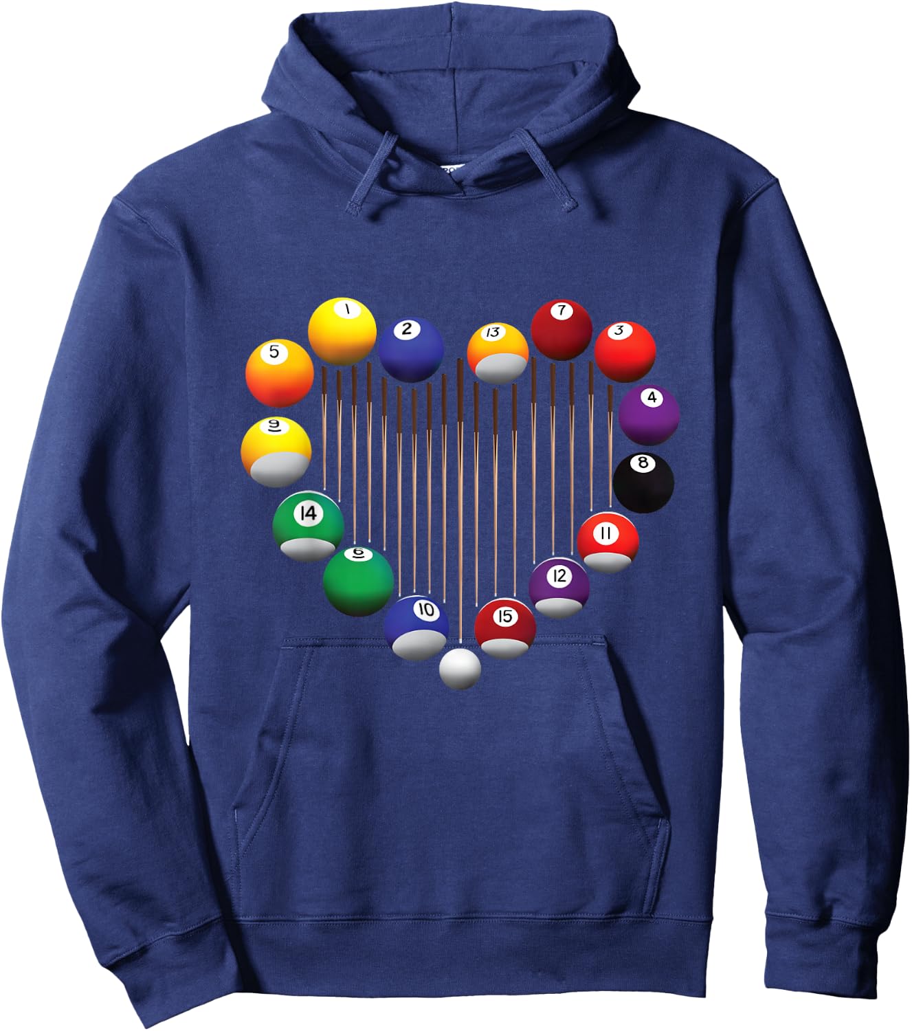 Billiard Pool Billiard Ball Billiard Player Lover Heart Men Small Hoodie - Hoodie | Navy