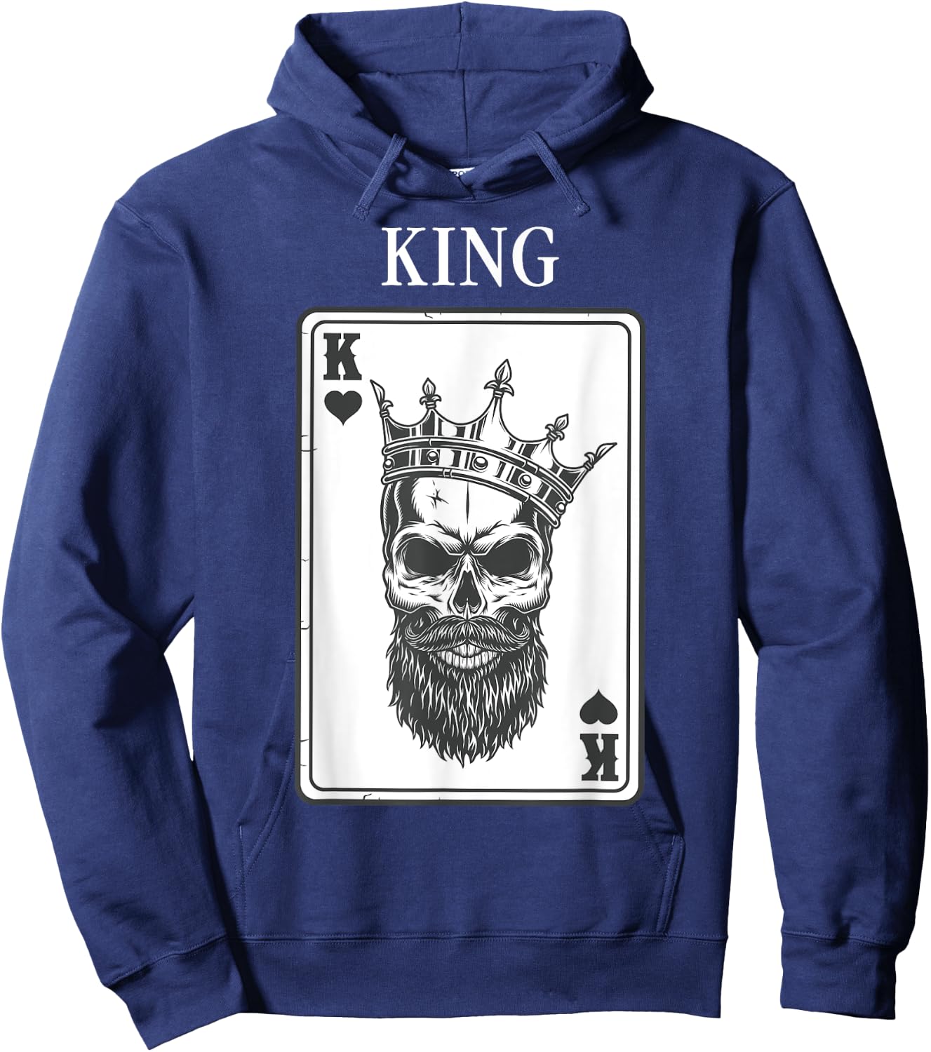 King And Queen Skull - 1/2 Card Hearts Flush Couple Matching Hoodie - Hoodie | Navy