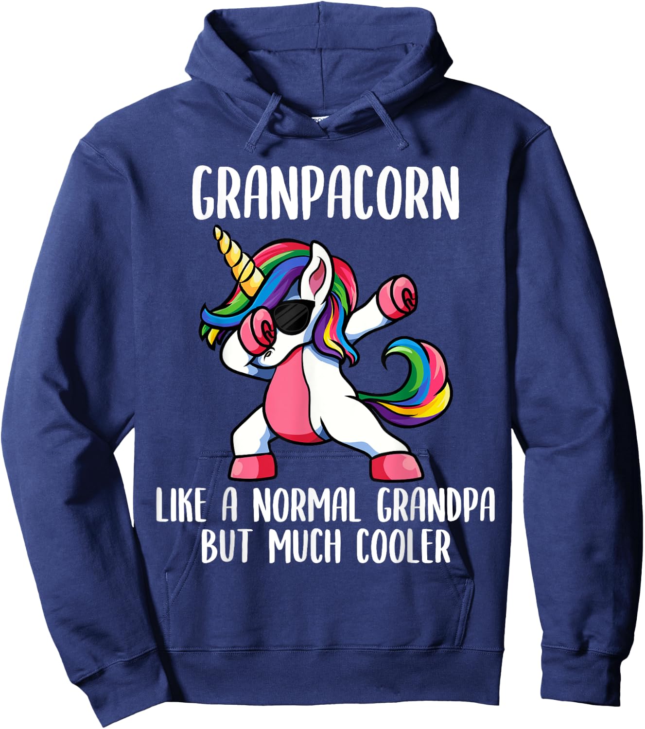 Unicorn Grandpa Girl Birthday Party Apparel GrandpaCorn Cute Hoodie - Hoodie | Navy