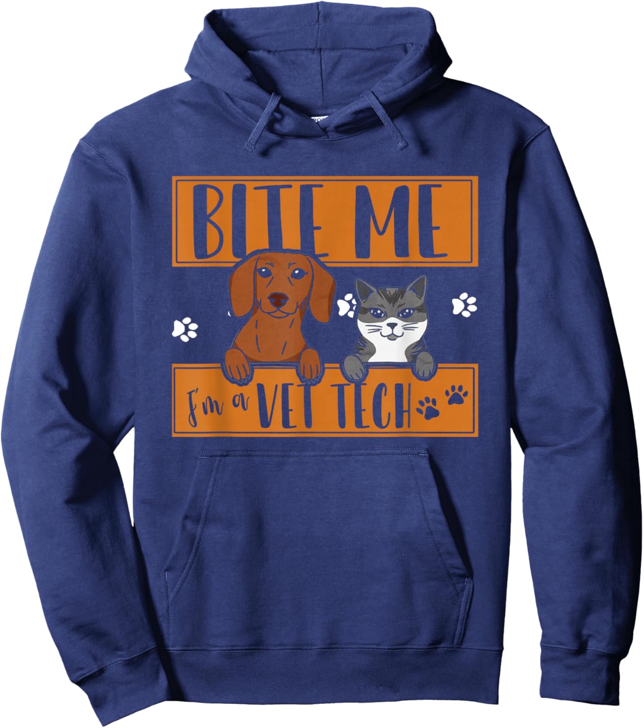 Funny Bite Me I'm Vet Tech | Veterinary | Veterinarian Hoodie - Hoodie | Navy