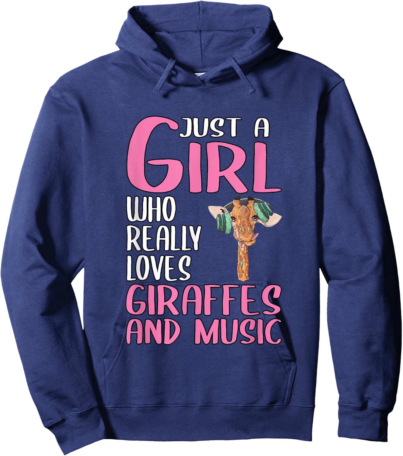 Gift Just A Girl Who Really Loves Giraffes And Music Hoodie - Hoodie | Navy