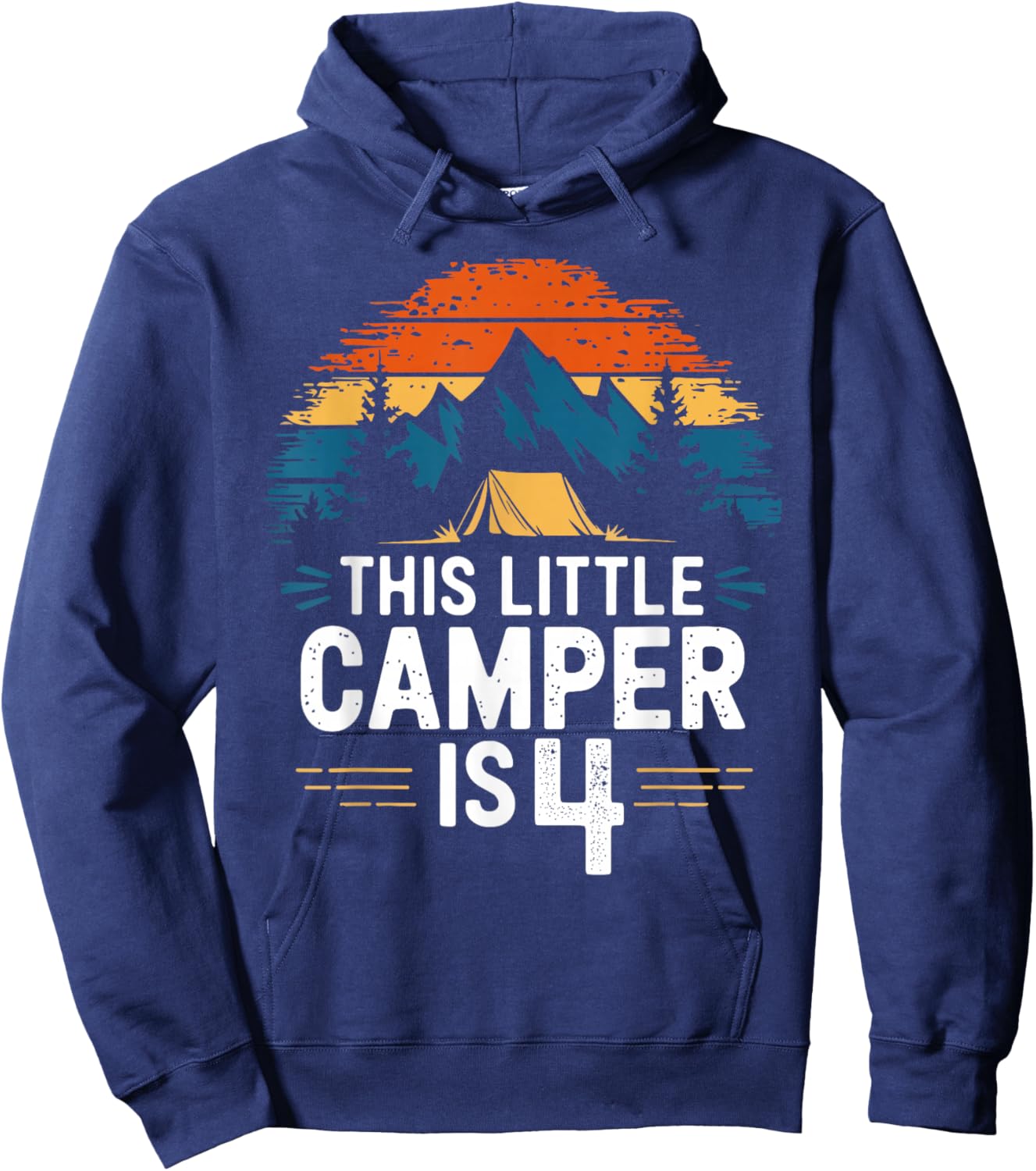 4th Birthday Camping Shirt for 4 Year Old Kids Camping Party Hoodie - Hoodie | Navy