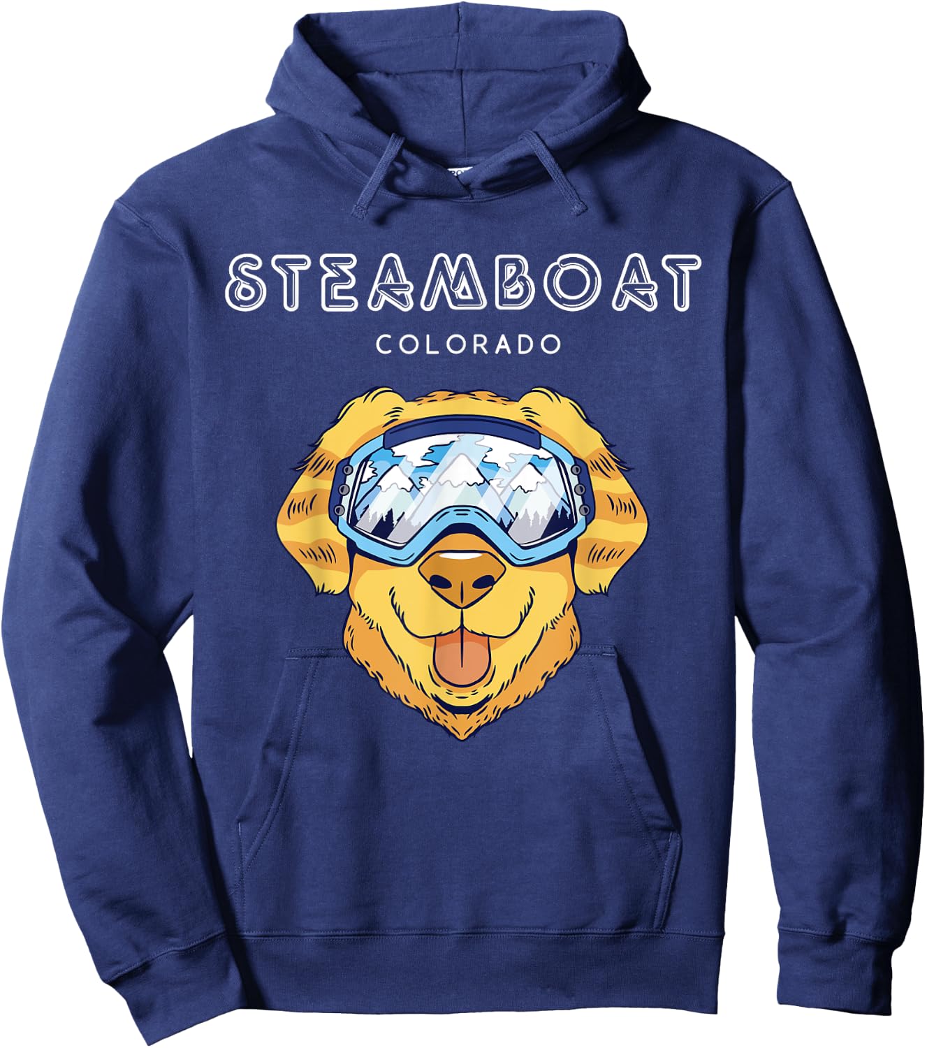 Steamboat Colorado - Funny Dog Ski Googles Hoodie - Hoodie | Navy