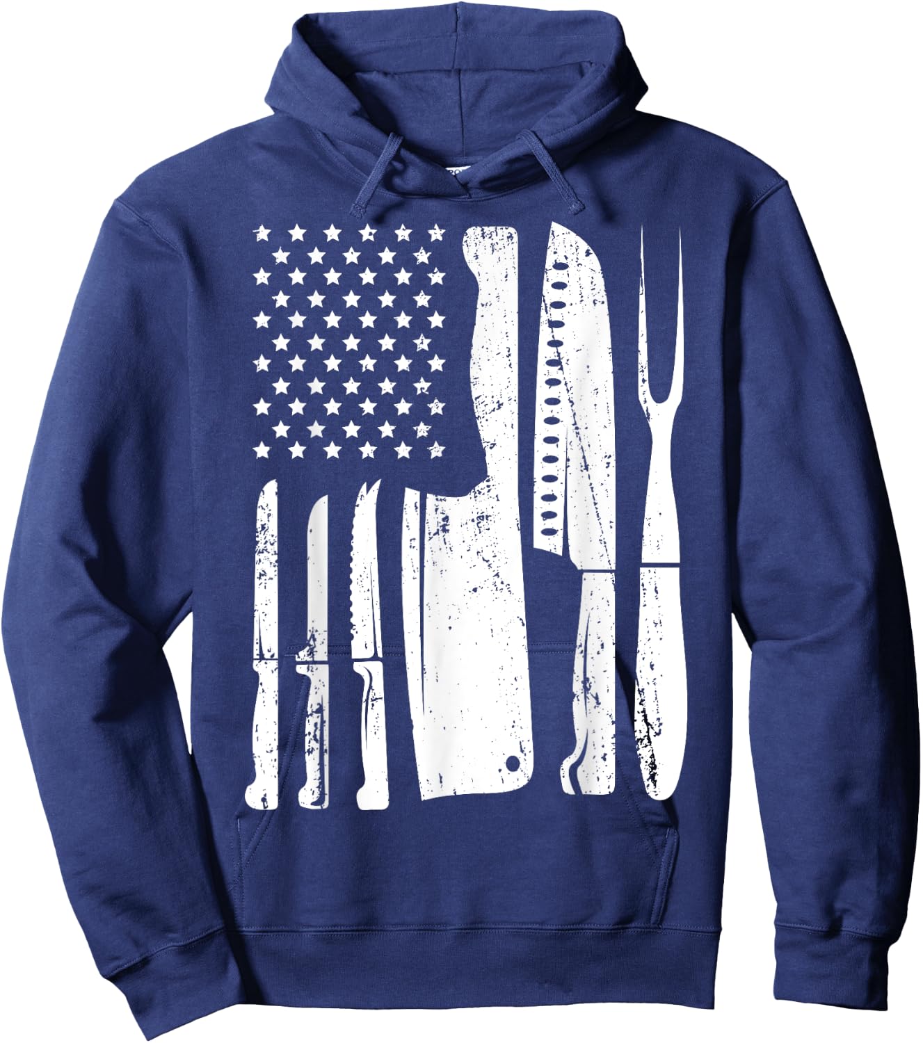 Chef Knife American Flag Head Cook USA Patriotic Cooking Women Men Hoodie - Hoodie | Navy