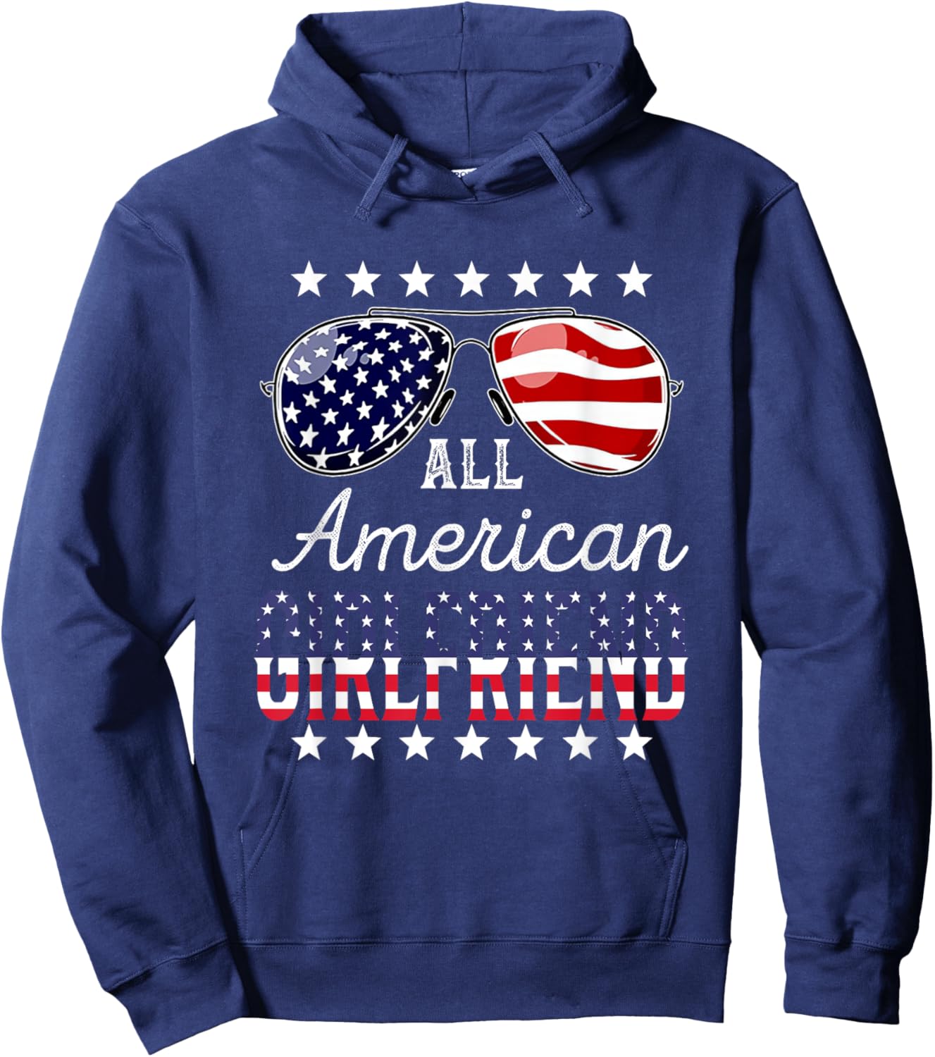 All American Girlfriend 4th of July Sunglasses Family Hoodie - Hoodie | Navy