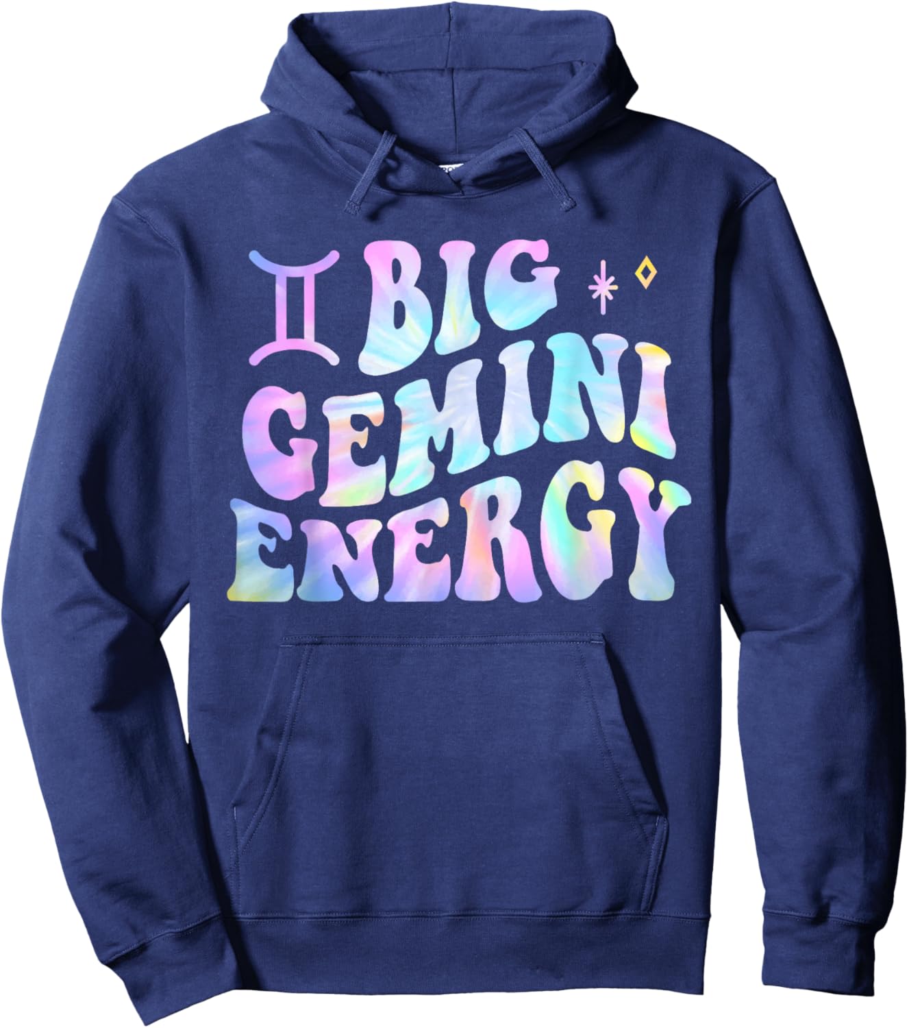 Gemini Big Energy Retro Smile Flower Zodiac Birthday Hoodie - Hoodie | Navy