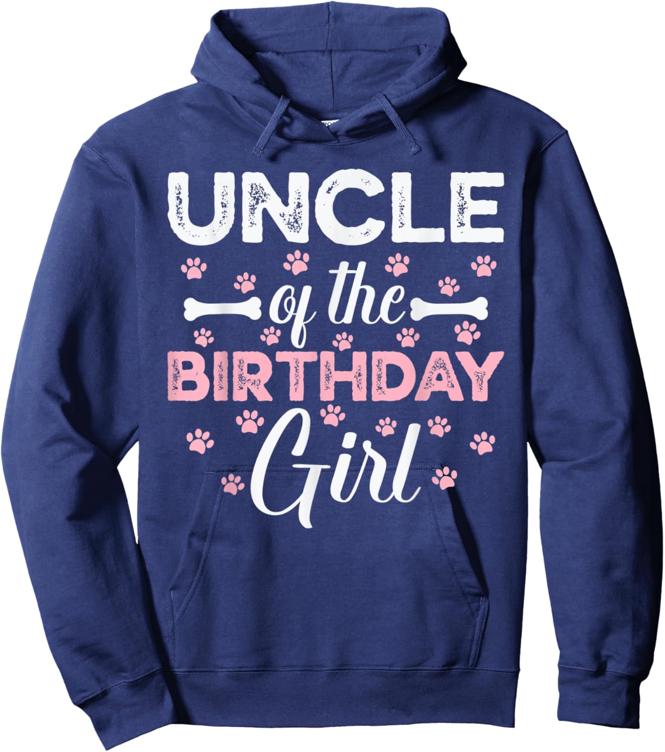 Uncle of the Birthday Girl Daughter Dog Paw Family Matching Hoodie - Hoodie | Navy