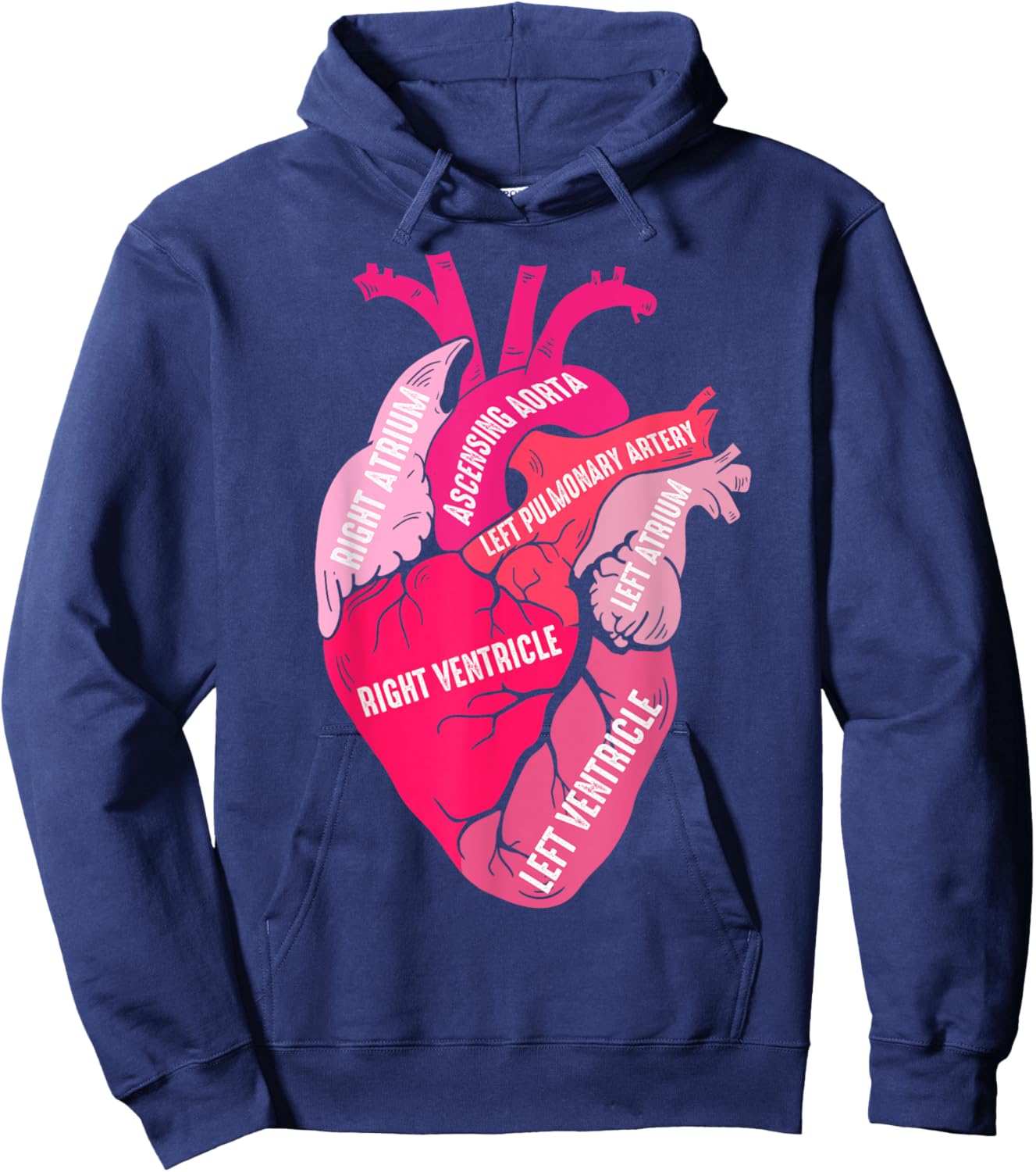 Parts Of Heart Cardiology Men Women Anatomical Cardiac Hoodie - Hoodie | Navy
