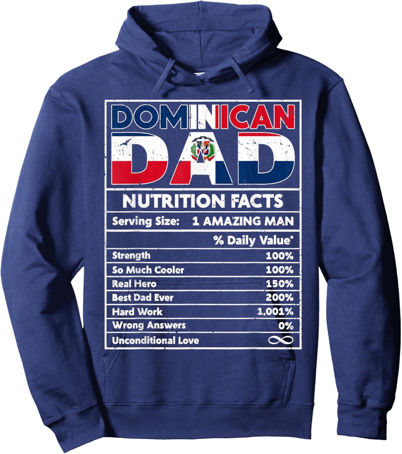 Dominican Dad Nutrition Facts Dominican Pride Fathers Day Hoodie - Hoodie | Navy