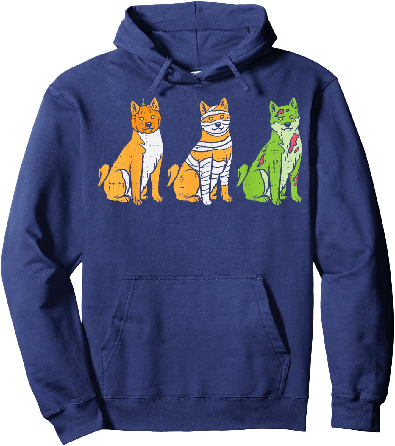 Pumpkin Mummy Zombie Shiba Inu Dog Halloween Akita Gift Hoodie - Hoodie | Navy