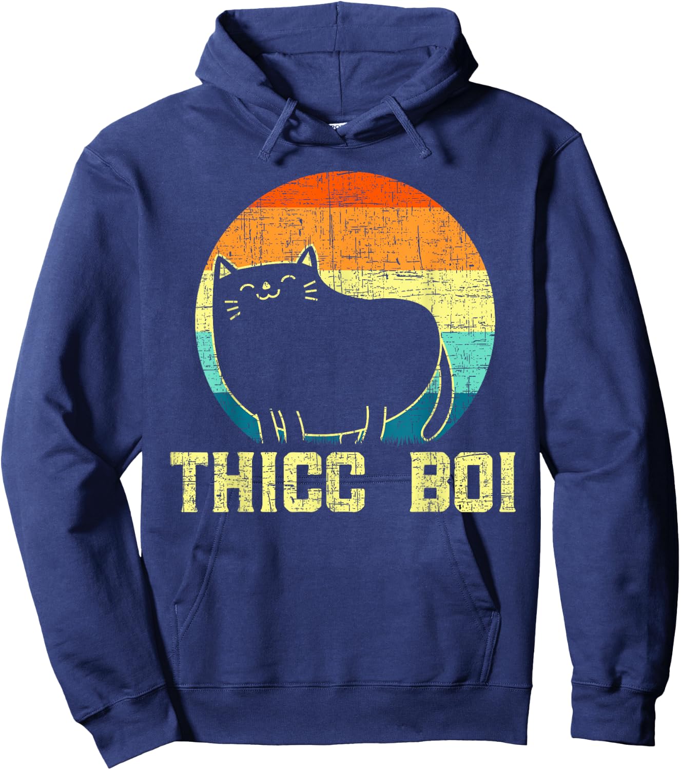 Thicc Boi Chonk Cat Meme Fat Kitty Kitten Lover Overweight Men Women Hoodie - Hoodie | Navy
