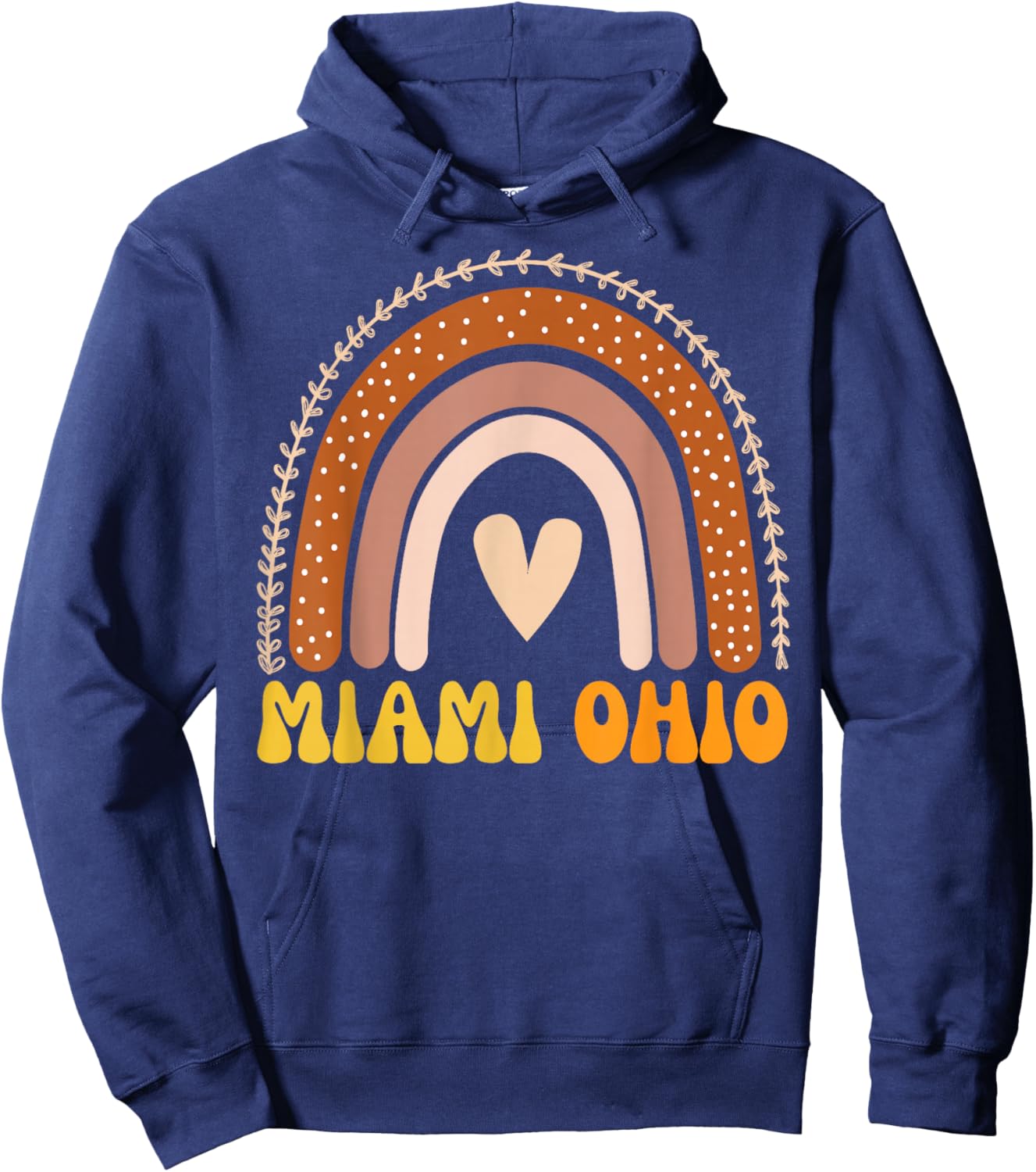 Miami OH Vintage Rainbow Retro Athletic Ohio Sports College Hoodie - Hoodie | Navy