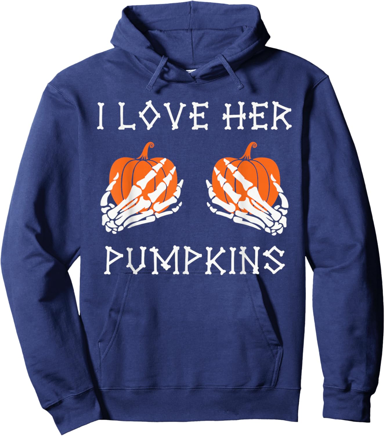I Love His Broomstick I Love Her Pumpkins Halloween Couples Hoodie - Hoodie | Navy
