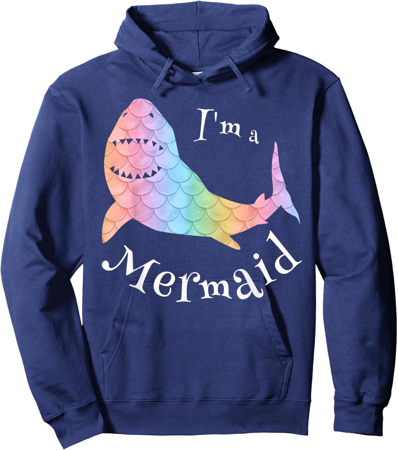 I'm a Mermaid , Cute Swim Great White Shark Hoodie - Hoodie | Navy