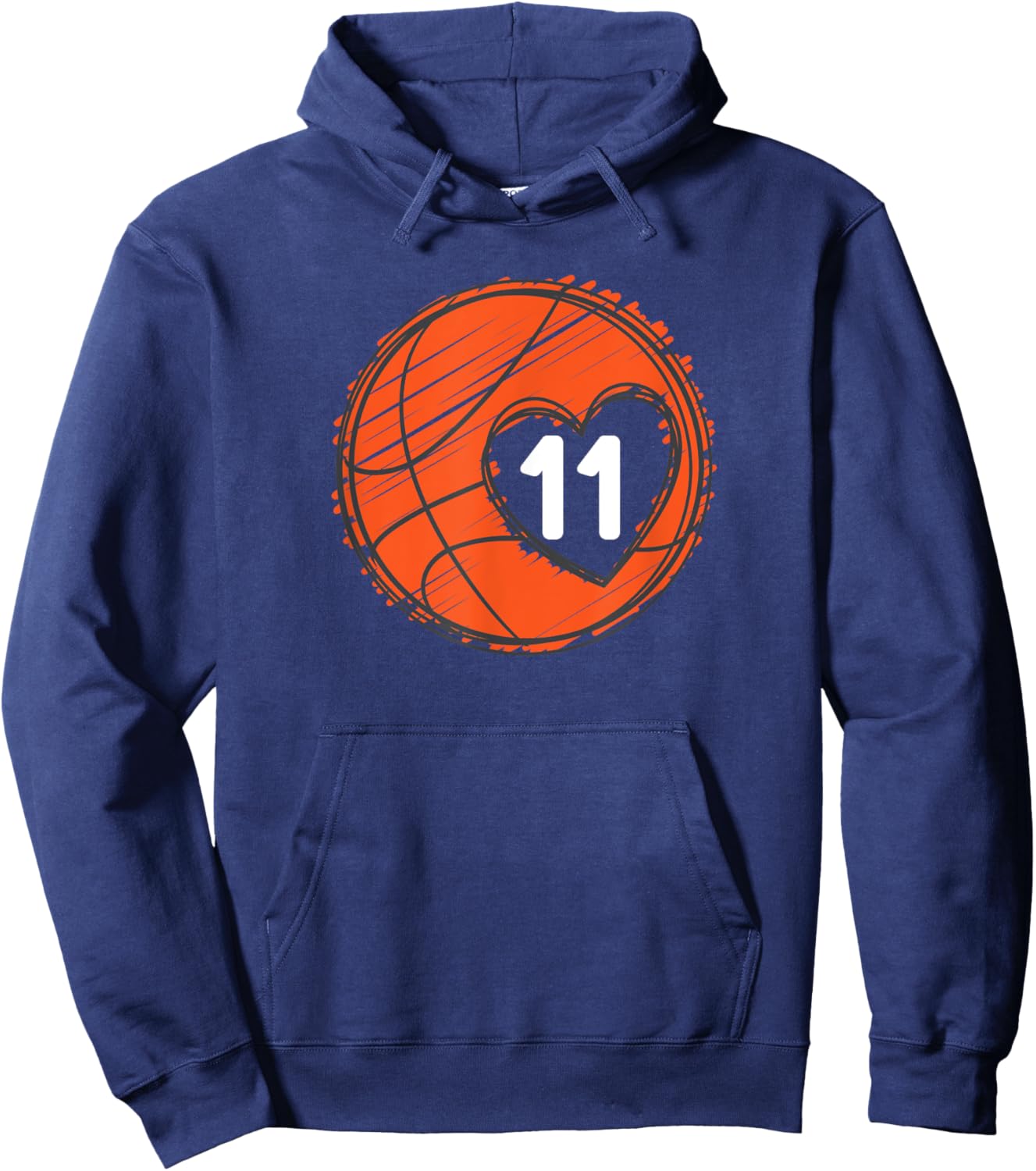 #11 Number 11 in Heart - Basketball Player Cute Graphic Hoodie - Hoodie | Navy