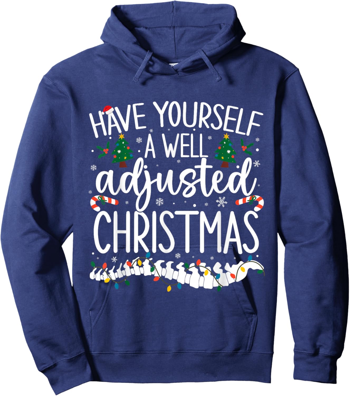 Well Adjusted Christmas Chiropractic Santa Chiro Christmas Hoodie - Hoodie | Navy