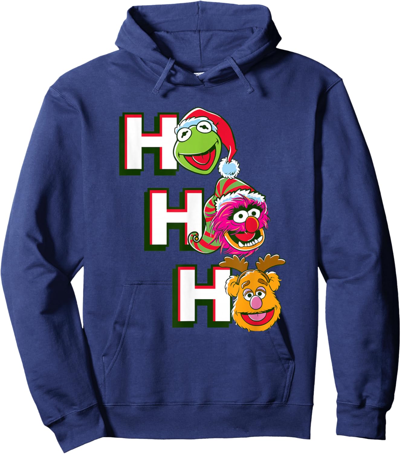 Disney The Muppets Christmas Kermit Animal Fozzie HO HO HO Hoodie - Hoodie | Navy