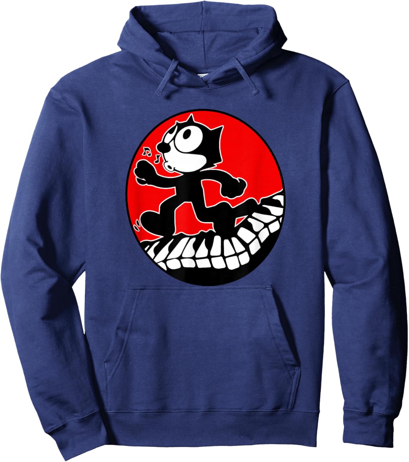 Felix Cartoon Cat Walks and Whistles on Piano Keyboard Retro Hoodie - Hoodie | Navy