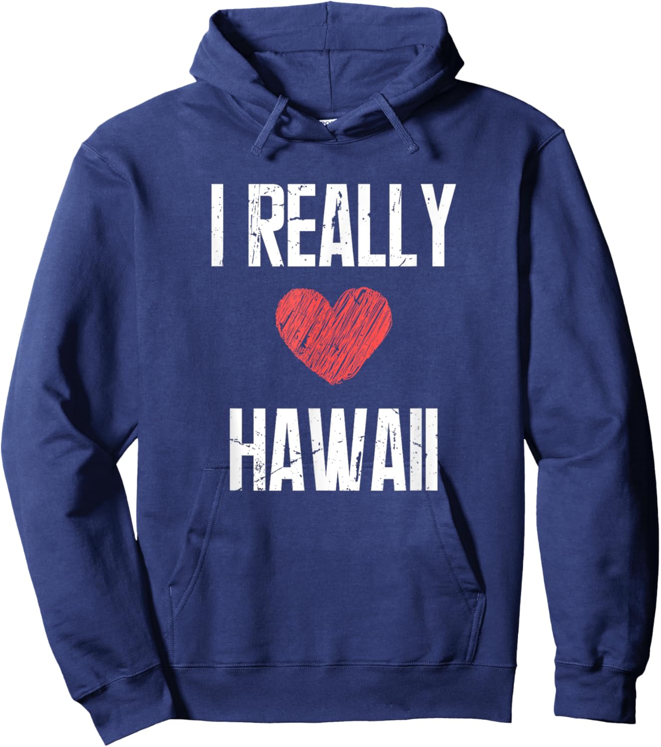 I Really Love Hawaii Heart Retro Style Home State Hoodie - Hoodie | Navy