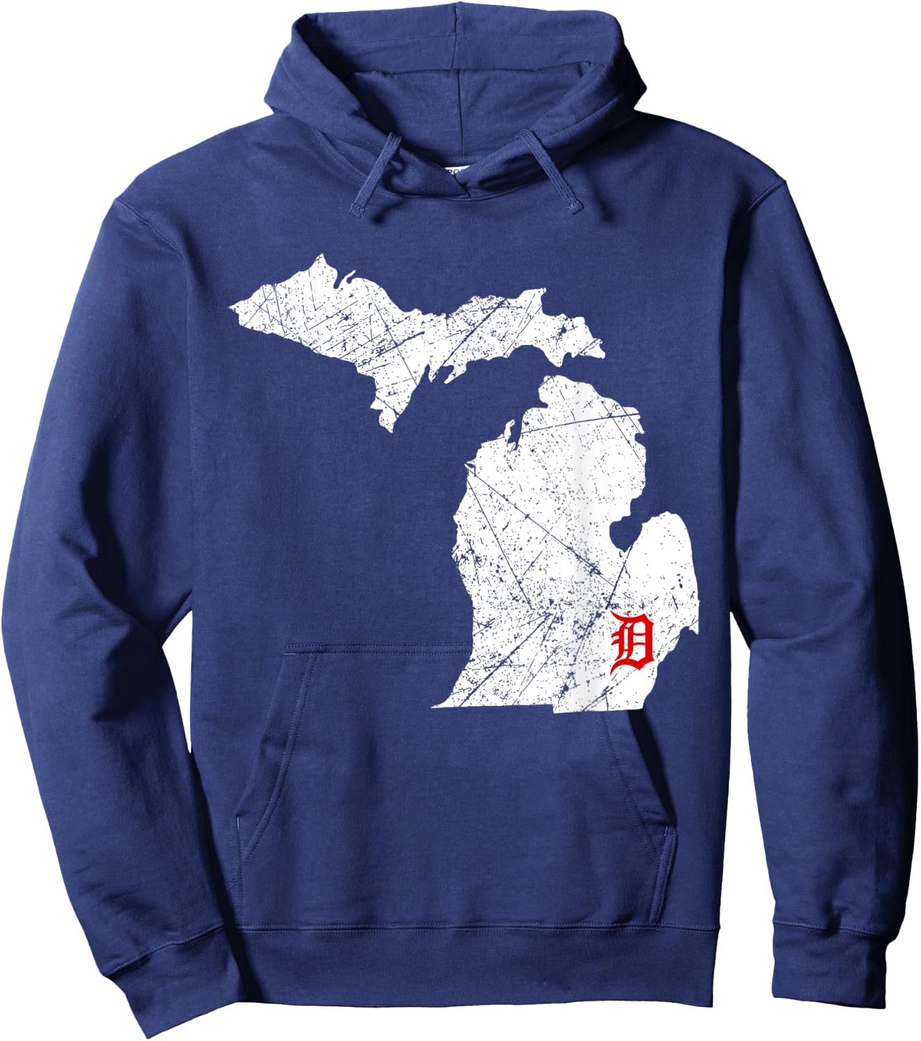 Detroit Michigan Map Lakes Letter D Nature Travel Motor City Hoodie - Hoodie | Navy