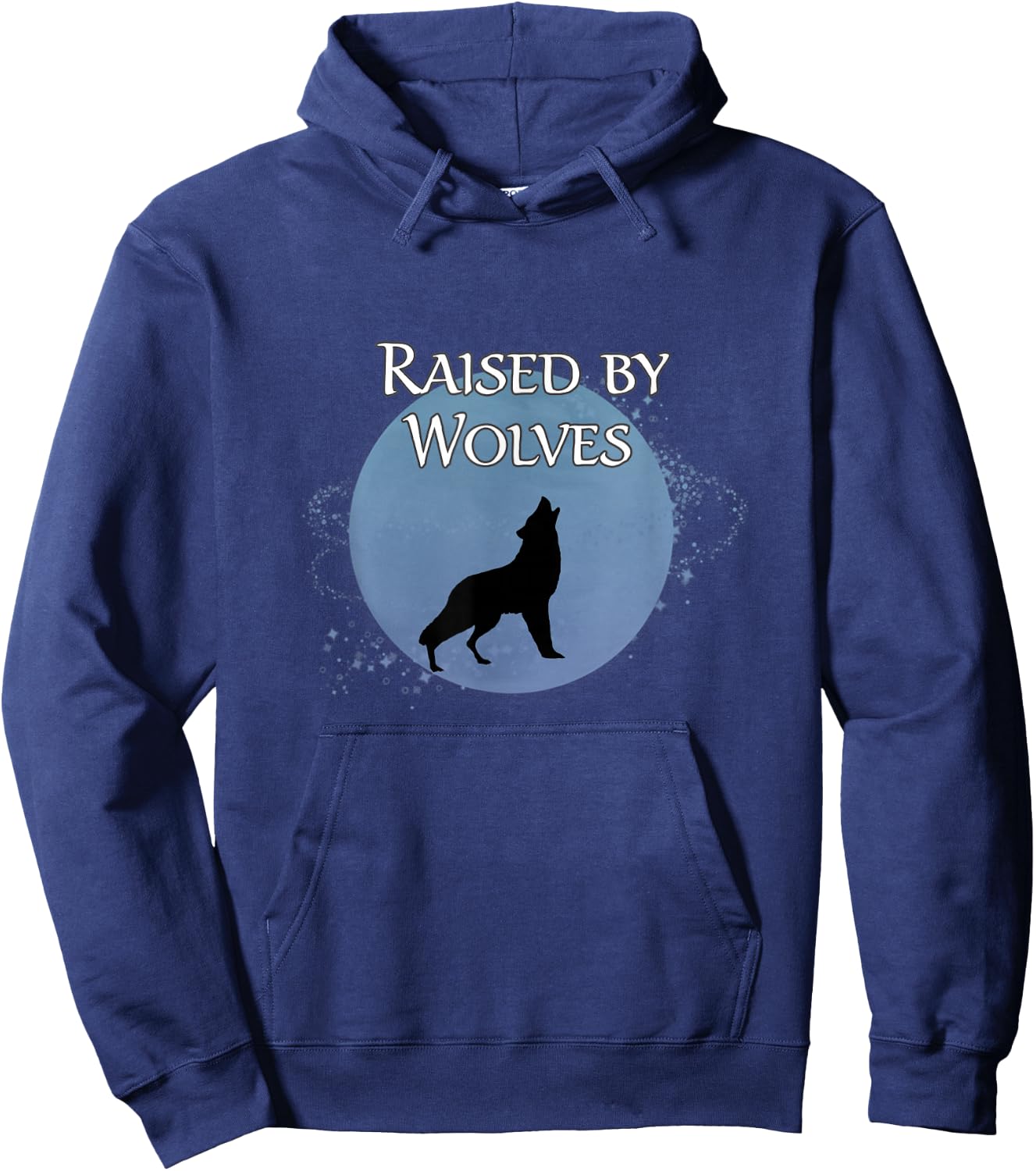 Raised by Wolves Moon Stars Wolf Howl Hoodie - Hoodie | Navy