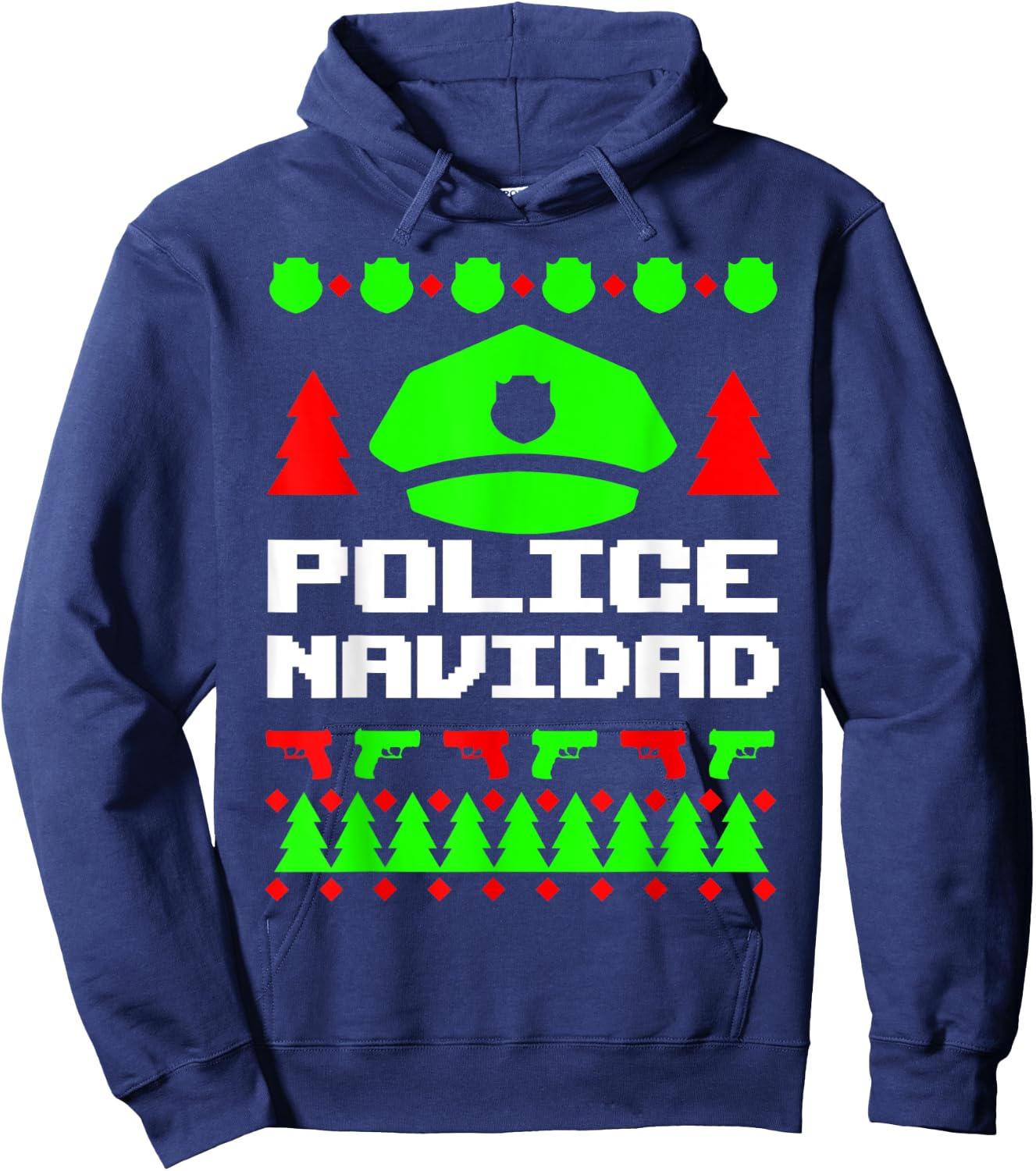 Police Navidad Funny Christmas Cop Officer Ugly Party Gift Hoodie - Hoodie | Navy