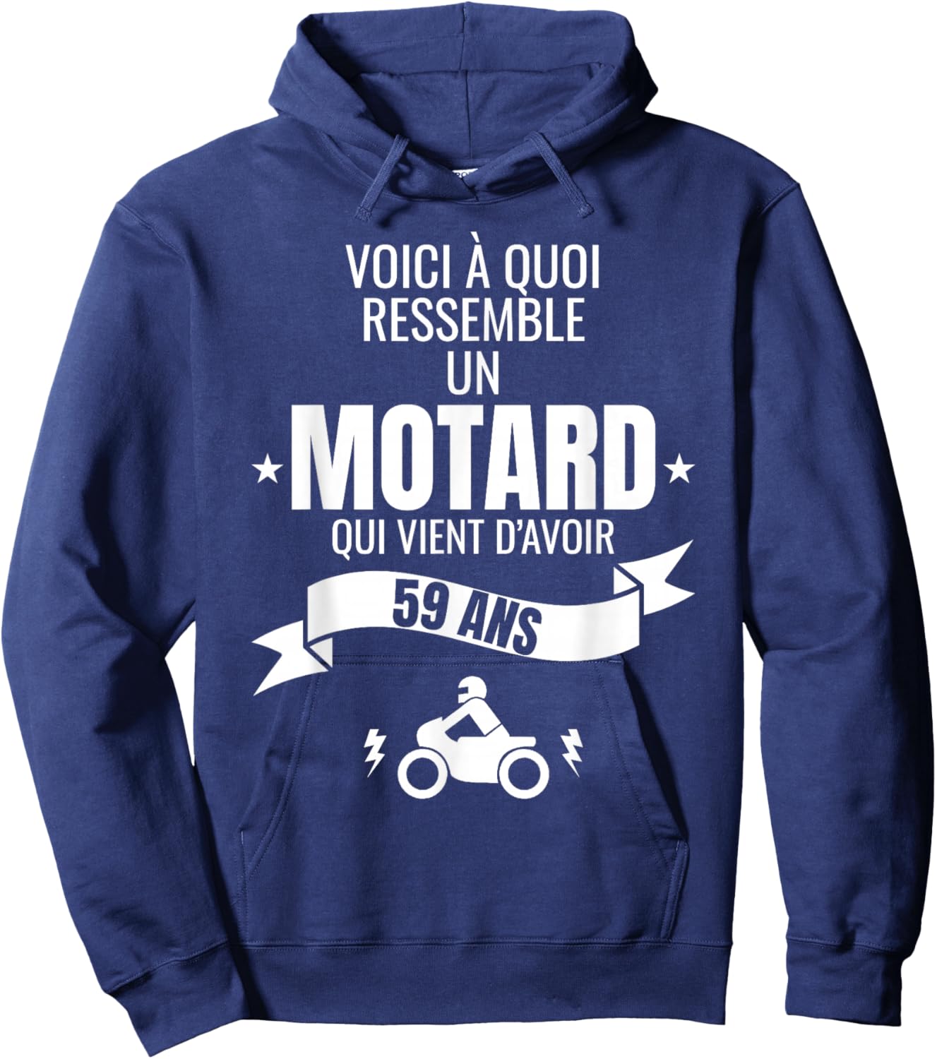 Gift for a biker humour man original 59 years , Black, S Hoodie - Hoodie | Navy